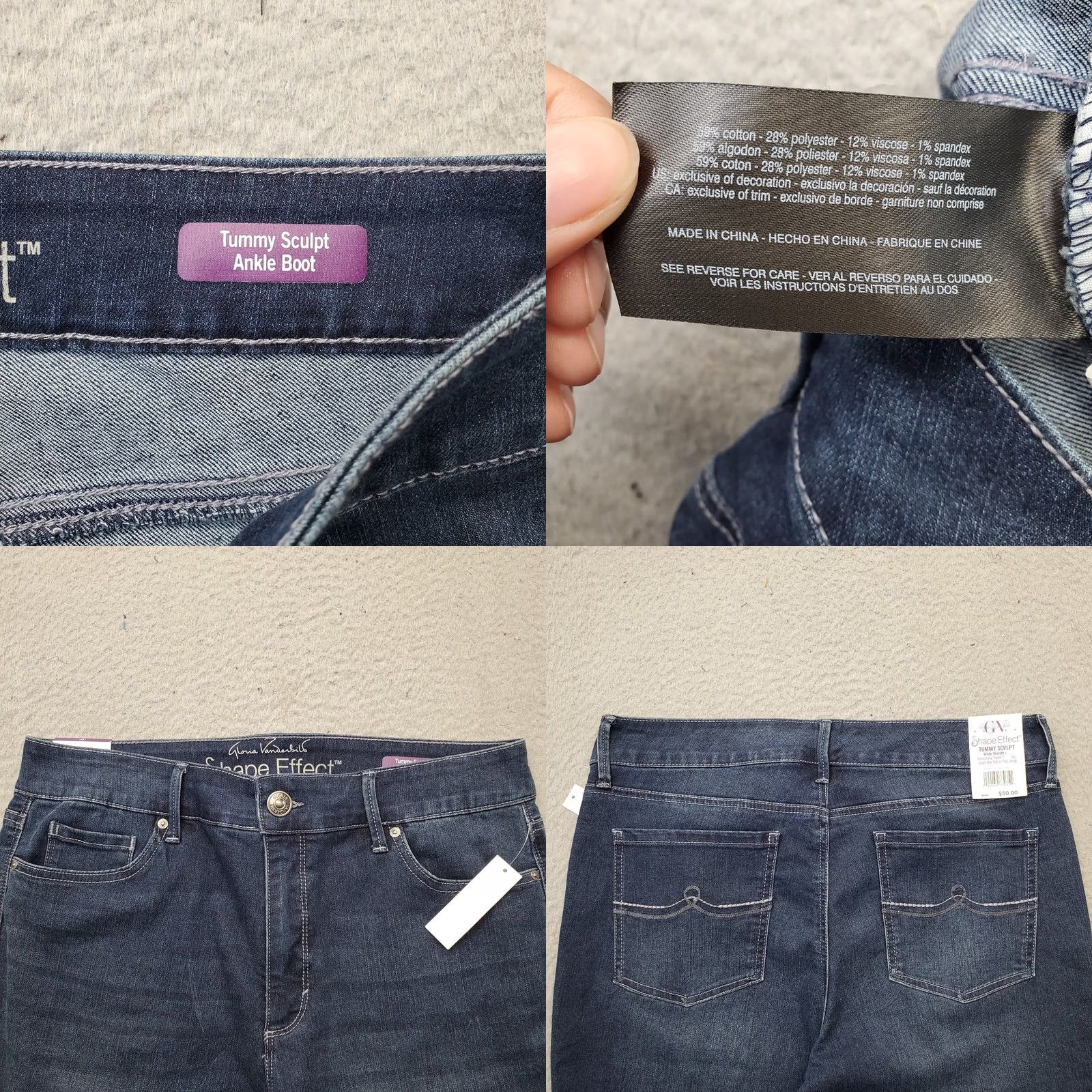 Gloria Vanderbilt Gloria Vanderbilt Womens 16P Jeans Bootcut Denim High Rise Blue 5-Pocket Regular Fit XS? Size 38" / US 16 / IT 52 - 8 Thumbnail
