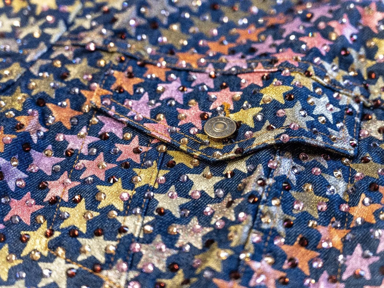 Gucci GUCCI Denim Jacket Foil Star Crystal Embellished Blue 548722 Size US S / EU 44-46 / 1 - 2 Thumbnail