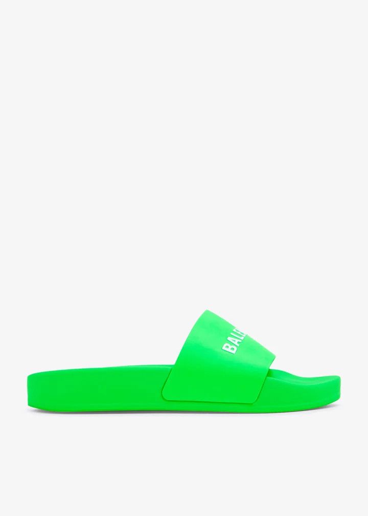 Balenciaga o1srvl11e0426 Size: KIDS 29 / Pool Slide Sandals in Green Size US 5 / EU 37 - 1 Thumbnail