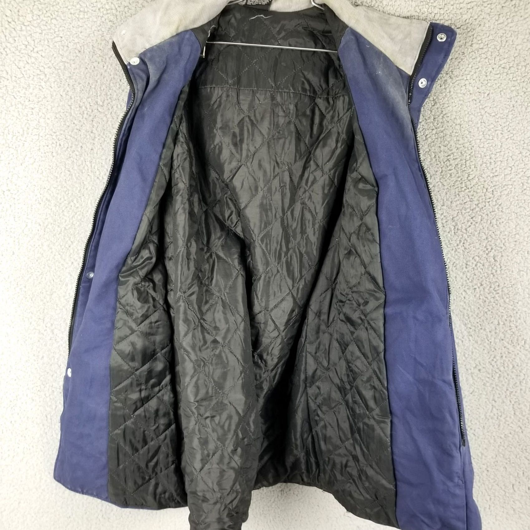 Vintage Vtg Chore Jacket Barnyard Mens Large Blue Canvas Quilted Military Utility Workwear Navy Blues USA 3M Thinsulate Pockets Jacket Size US L / EU 52-54 / 3 - 4 Thumbnail