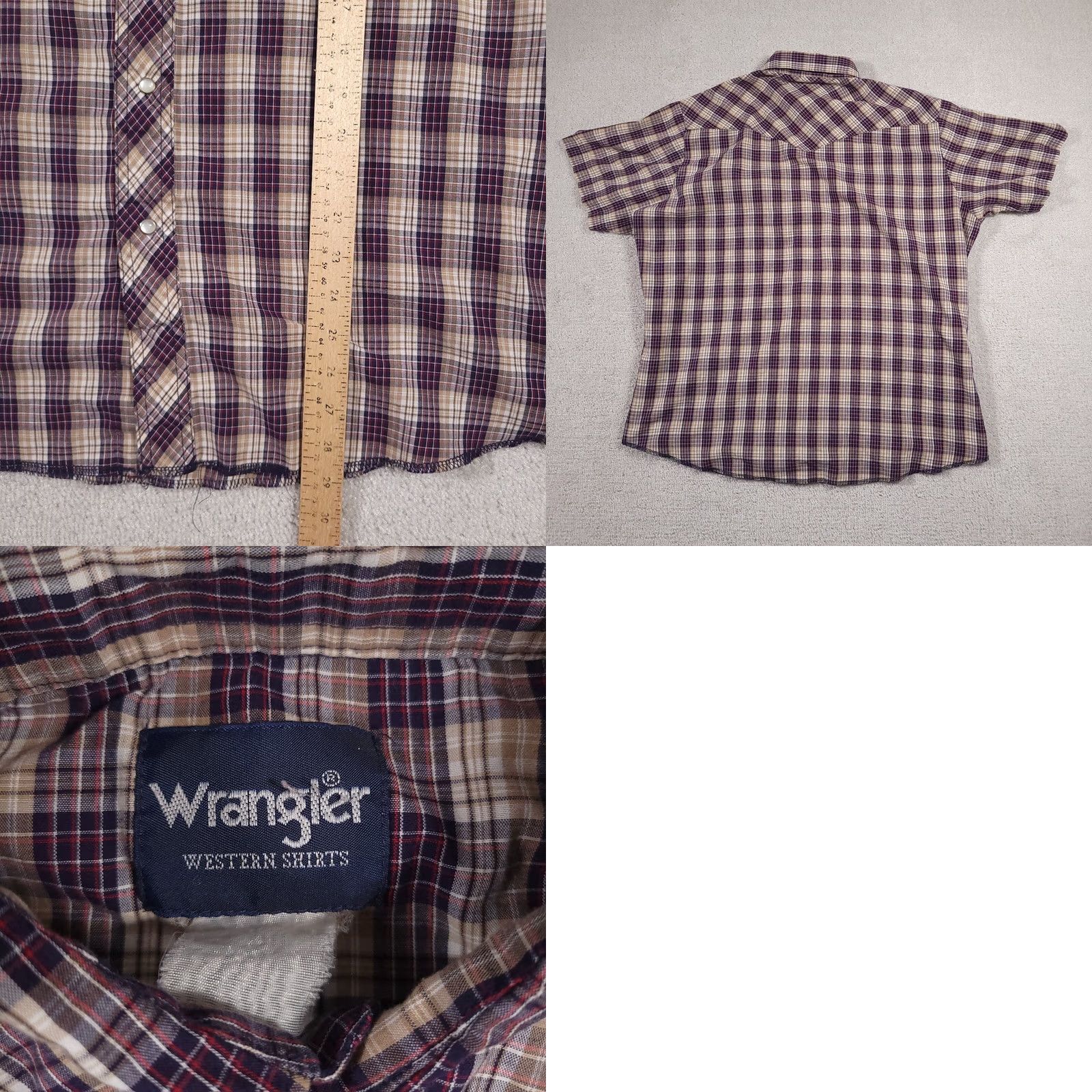 Wrangler Wrangler Short Sleeve Pearl Snap Western Shirt Men's XL Plaid Check Cowboy Work Size US XL / EU 56 / 4 - 8 Thumbnail