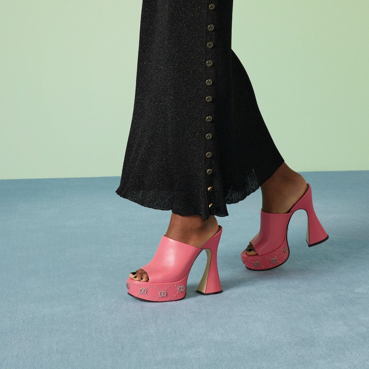 Gucci o1s1wg110125 Platform Slides Sandals in Pink Size US 8.5 / IT 38.5 - 6 Thumbnail