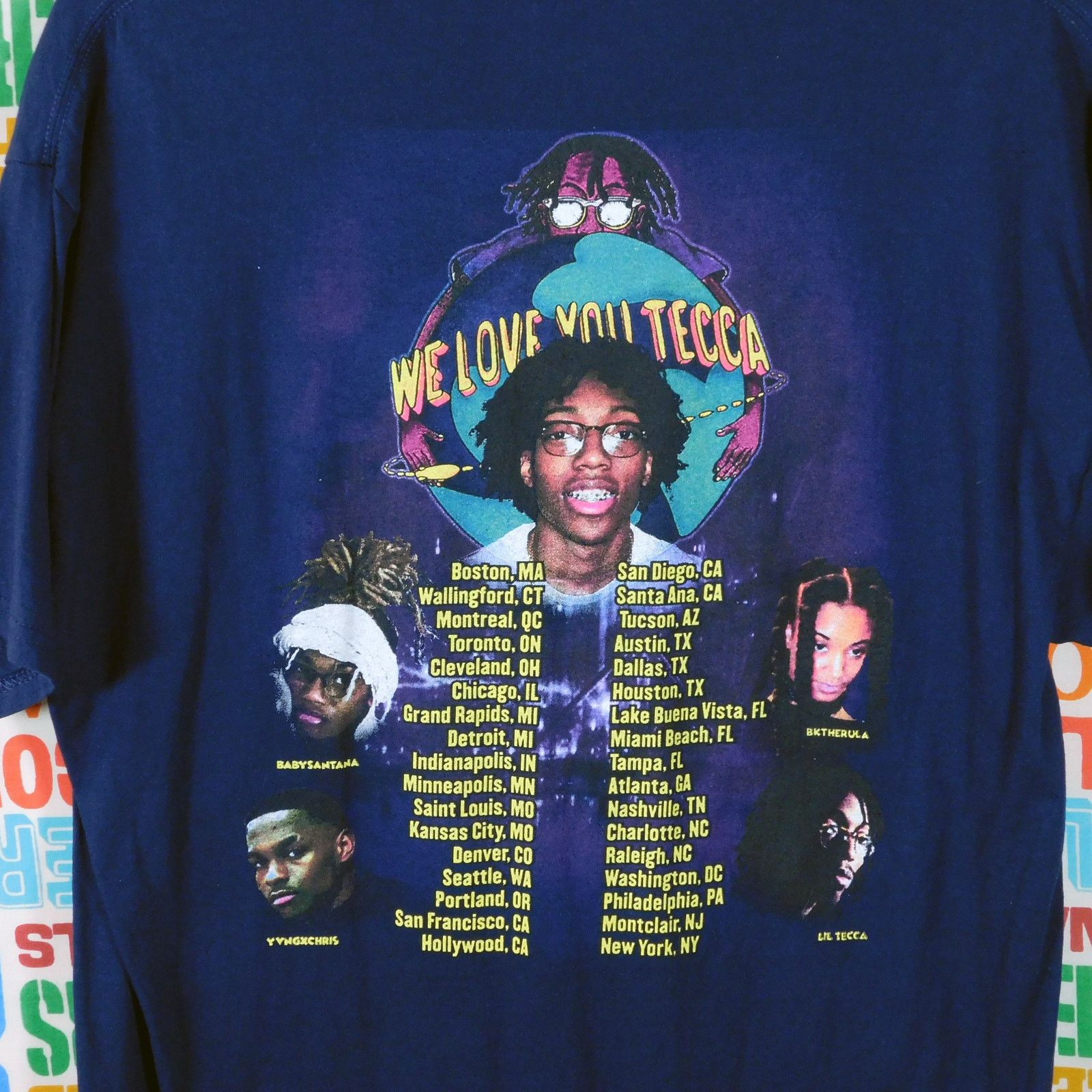 Fruit Of The Loom Lil Tecca We Love You Tecca Tour T Shirt Size L Blue Dates Size US L / EU 52-54 / 3 - 5 Thumbnail
