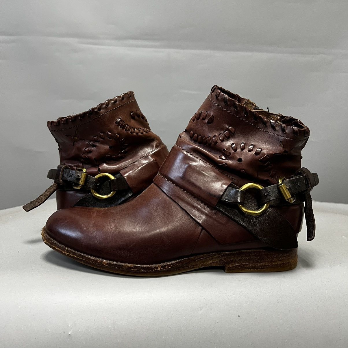 A.S.98 A.S.98 Airstep Design Zip Ankle Boots Shoes Burgundy leather Size US 7 / IT 37 - 1 Thumbnail