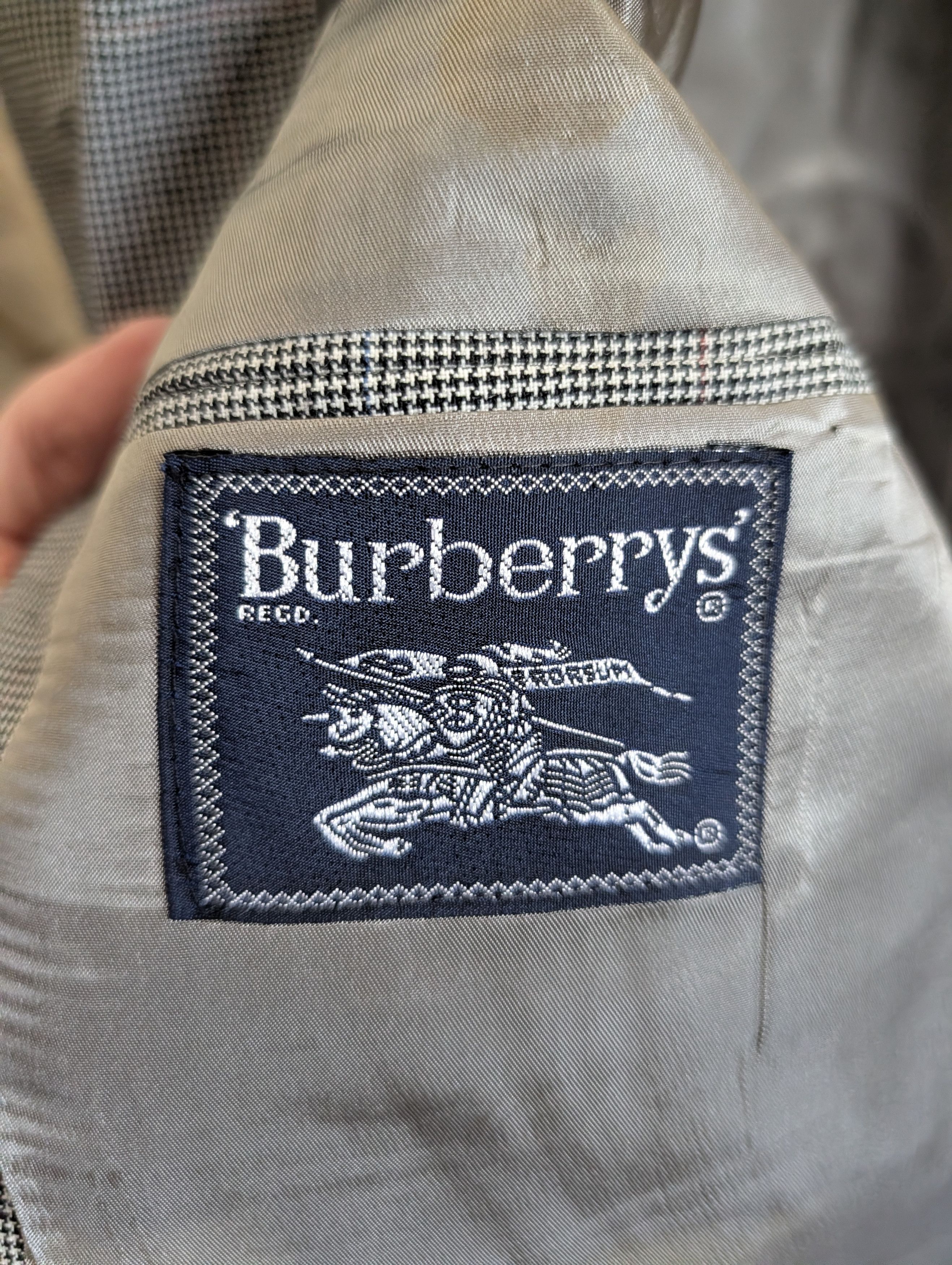 Burberry 2pc gray plaid houndstooth MiUSA mens suit Size 42R - 17 Thumbnail
