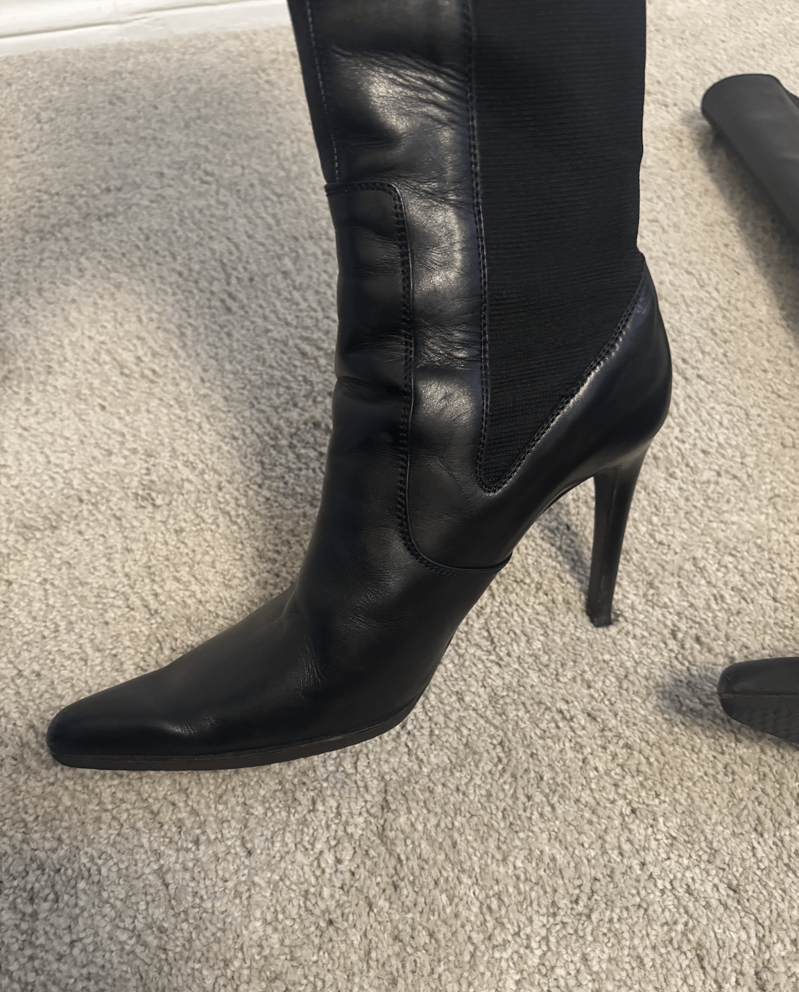 Yves Saint Laurent Yves Saint Laurent Black Leather Boots Stiletto Vintage Size US 6.5 / IT 36.5 - 10 Thumbnail
