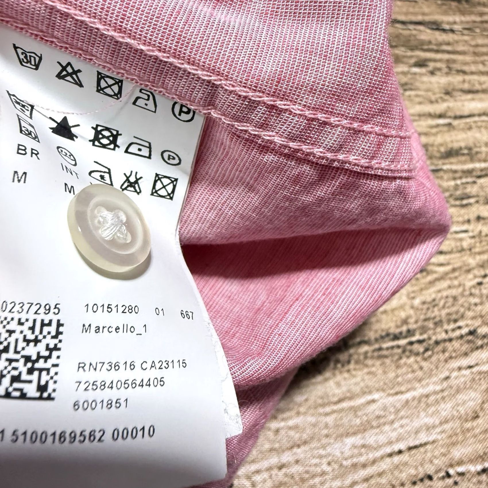 Hugo Boss HUGO BOSS Shirt Mens M Pink Slim Button-Up Collared Pocket Lightweight Cotton Linen Pockets Slim Size US M / EU 48-50 / 2 - 7 Thumbnail
