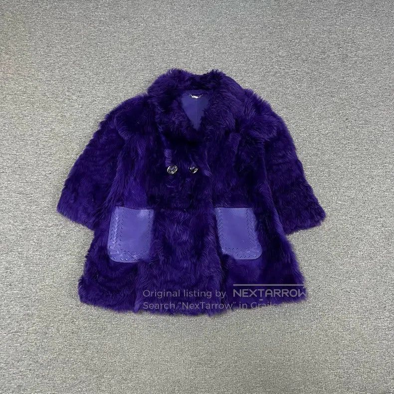 Fendi Purple fur coat fur and leather integrated