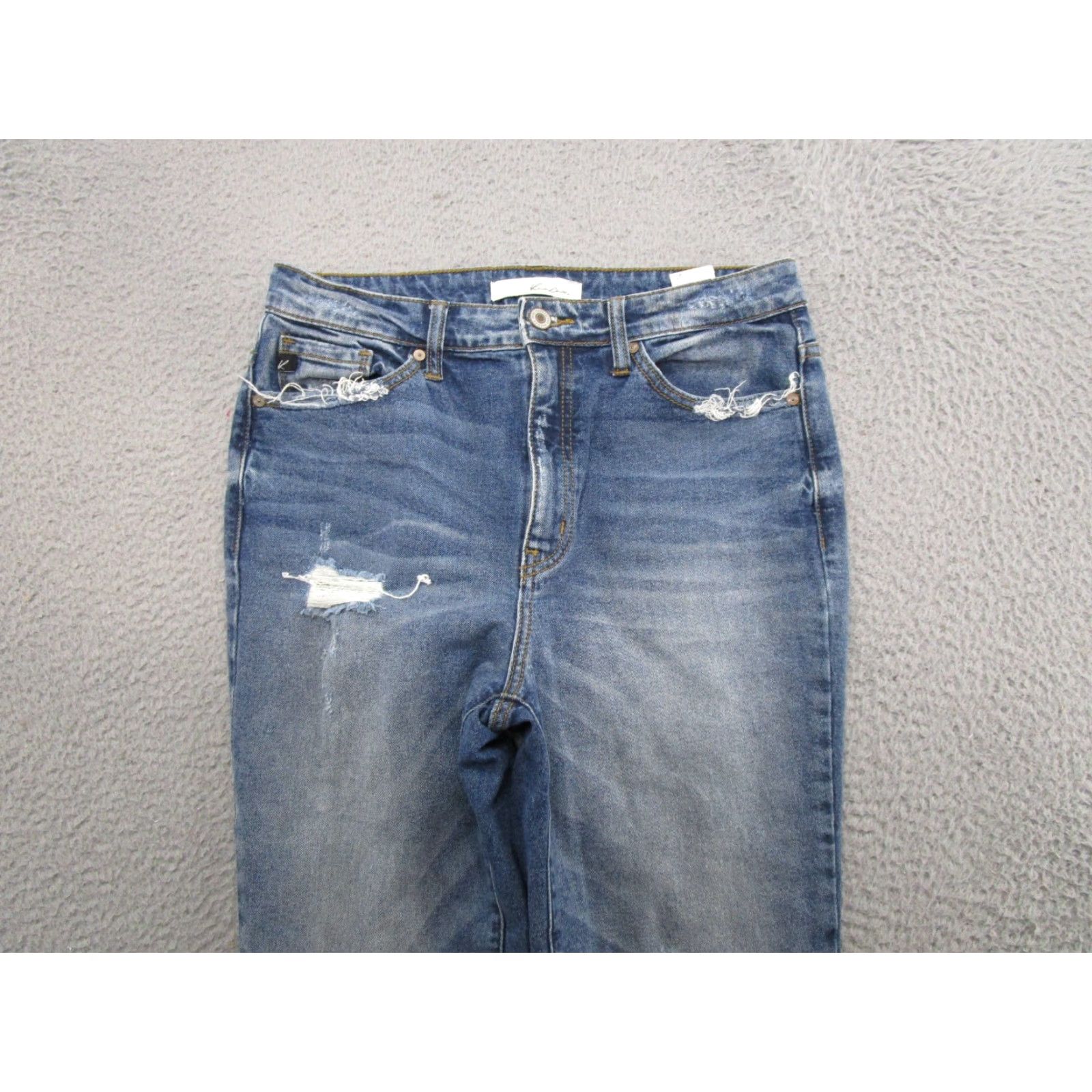 Vintage Kancan Distressed Denim High Rise Raw Cut Off Hem Ankle Jeans 27 Blue Womens Jeans Size 27 Distressed Denim Ankle KanCan Size 27" / US 4 / IT 40 - 3 Thumbnail