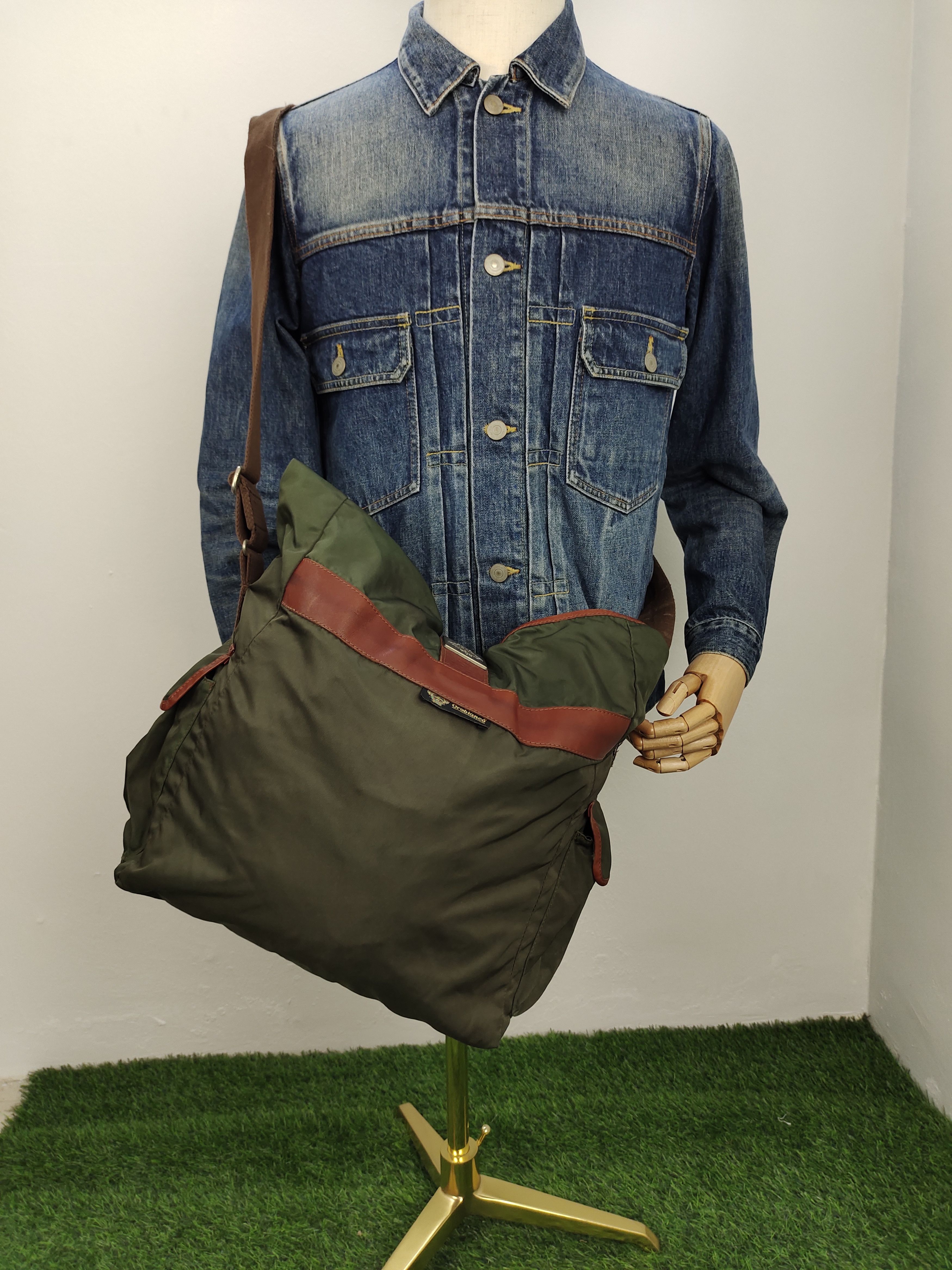 Hysteric Glamour Vintage Orobianco Olive Green Nylon Leather Trim Sling Bag Size ONE SIZE - 3 Thumbnail