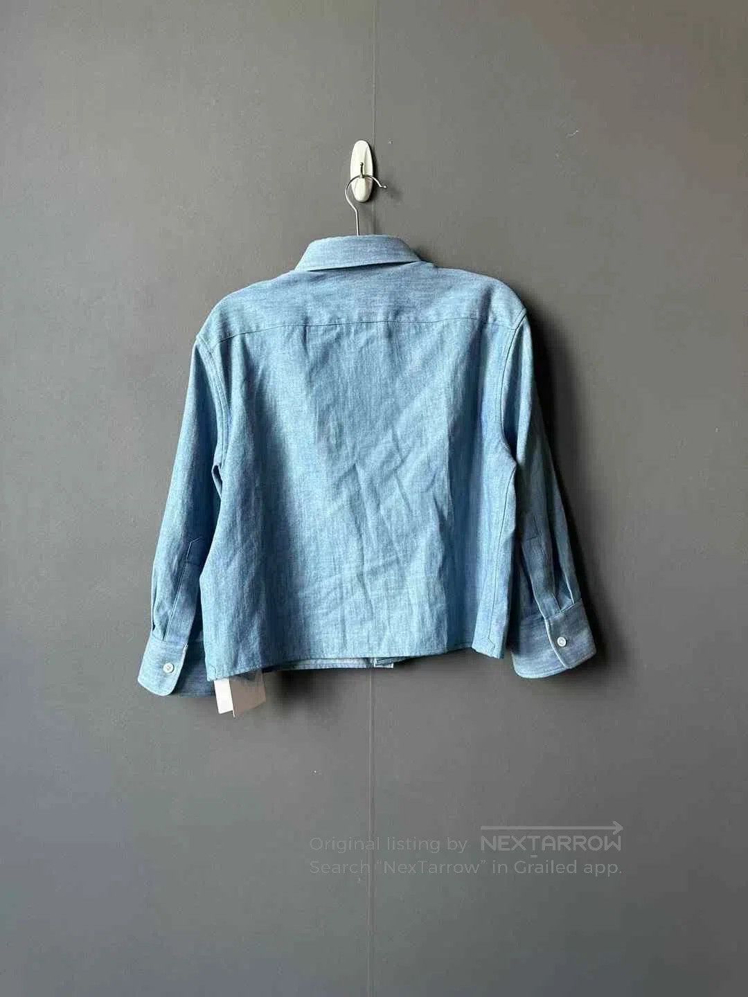 Celine CELINE New Arrival Cropped Denim Shirt with Triomphe Embro Size XXS / US 00 / IT 34 - 2 Thumbnail