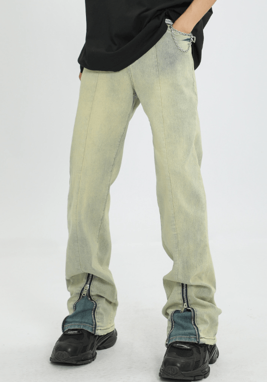 Japanese Brand × Jean Vintage washed distressed zipper flared jeans y2k Size US 32 / EU 48 - 2 Thumbnail