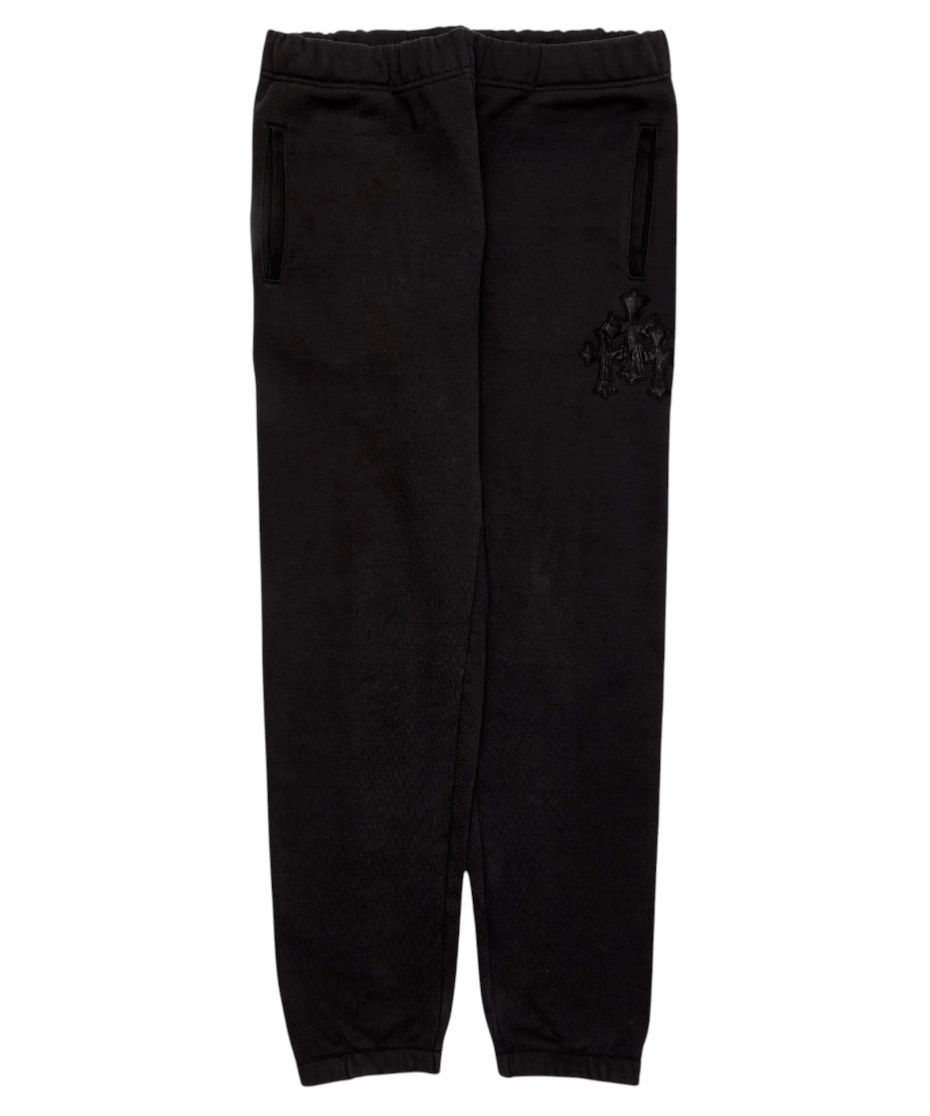 Chrome Hearts Paper Jam Triple Leather Cross Patch Sweatpants Black Black Size US 33 - 1 Thumbnail