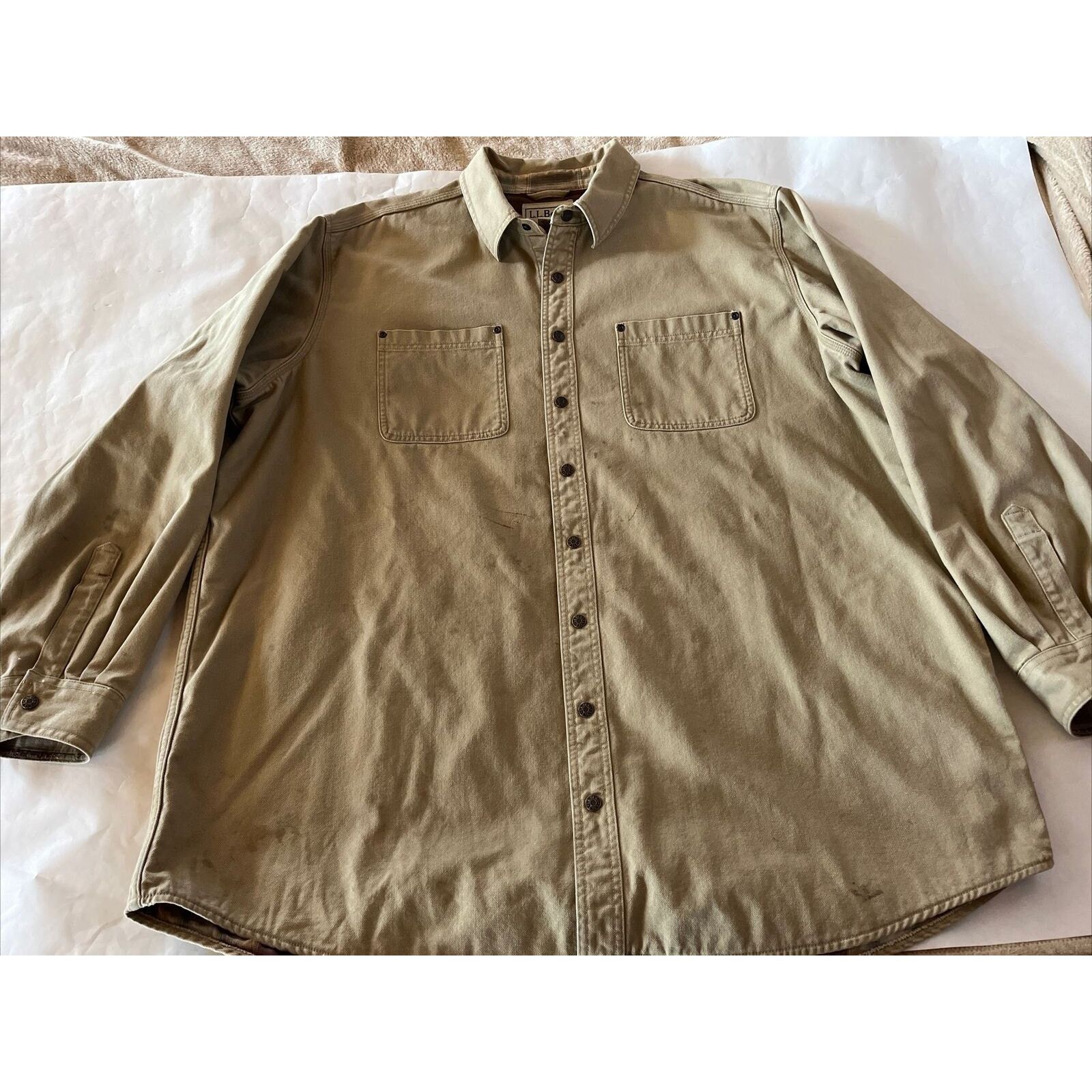 L.L. Bean LL Bean Vintage Men’s XXLT Brown Canvas Snap Shacket Jacket Size US XXL / EU 58 / 5 - 2 Thumbnail