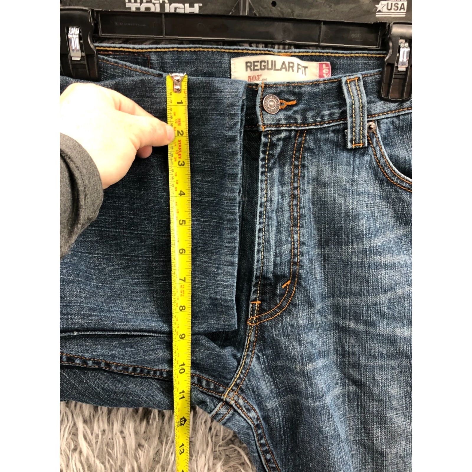 Levi's Levi's 505 Jeans Mens Regular Fit Straight 34x29 Blue Medium Wash Denim 5-Pocket Belt Loops Size US 34 / EU 50 - 4 Thumbnail