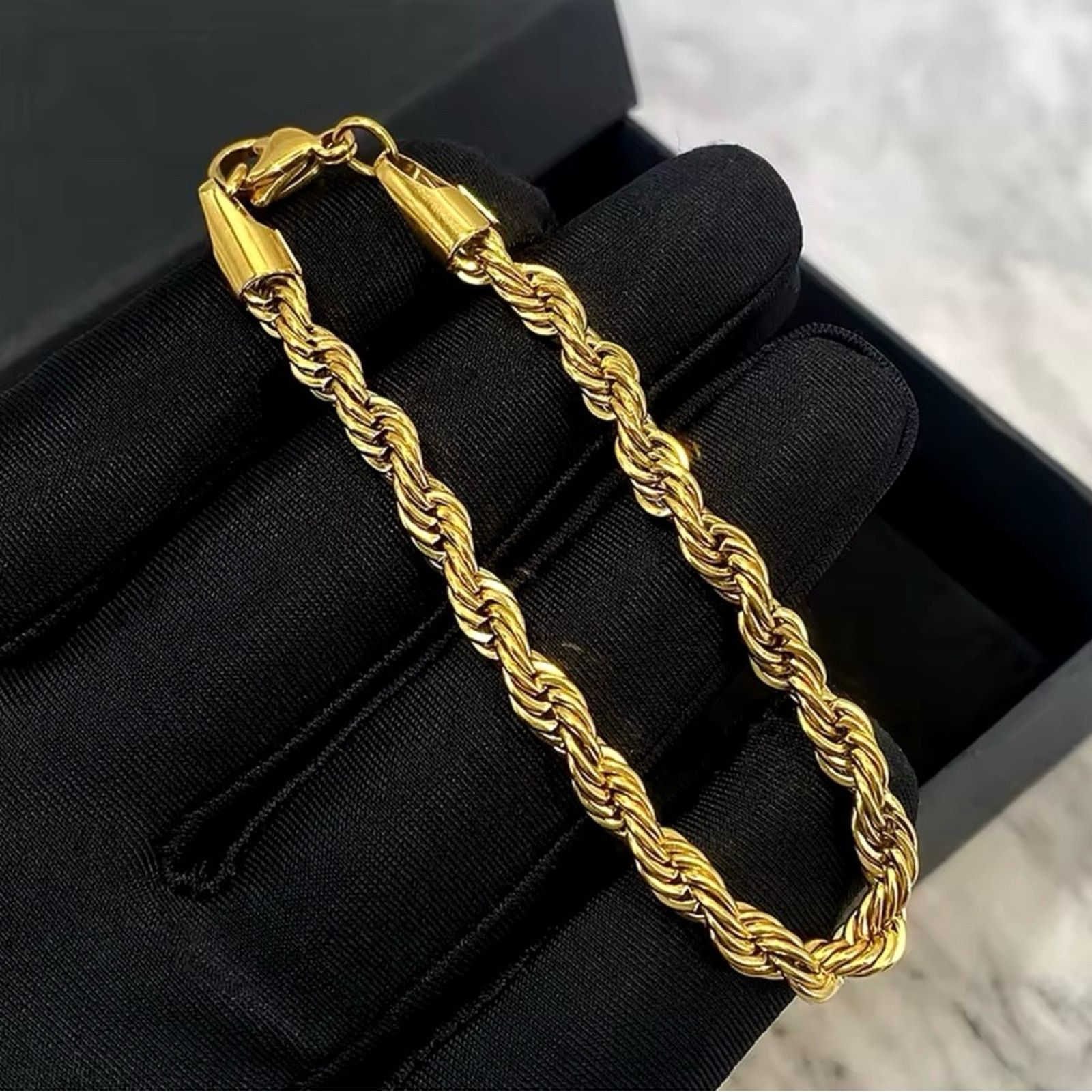 Other 5mm Stainless Steel Twisted Rope Chain Bracelets for Men Size ONE SIZE - 2 Thumbnail