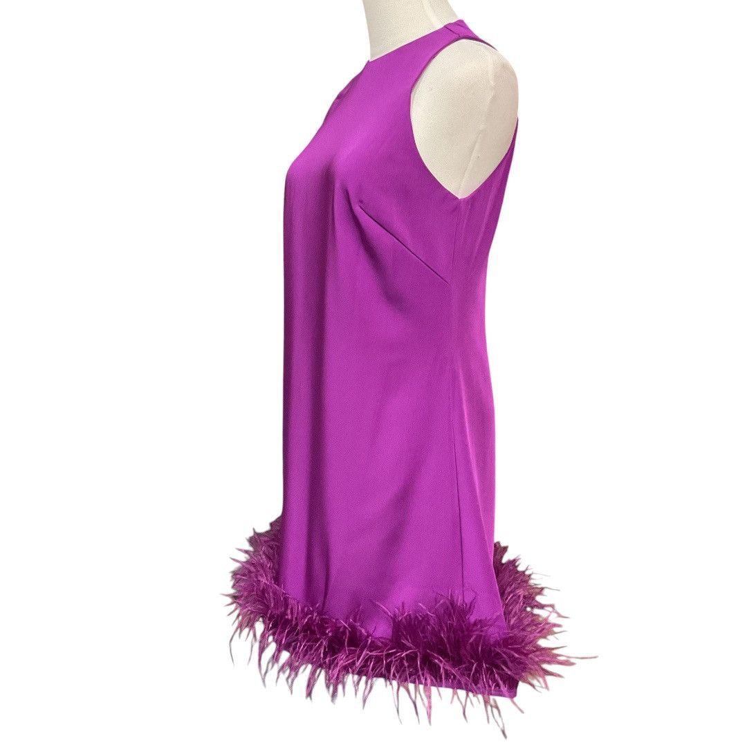 Mac Duggal Mac Duggal Feathered Hem High Neck A Line Dress Size 4 NWT Size S / US 4 / IT 40 - 2 Thumbnail