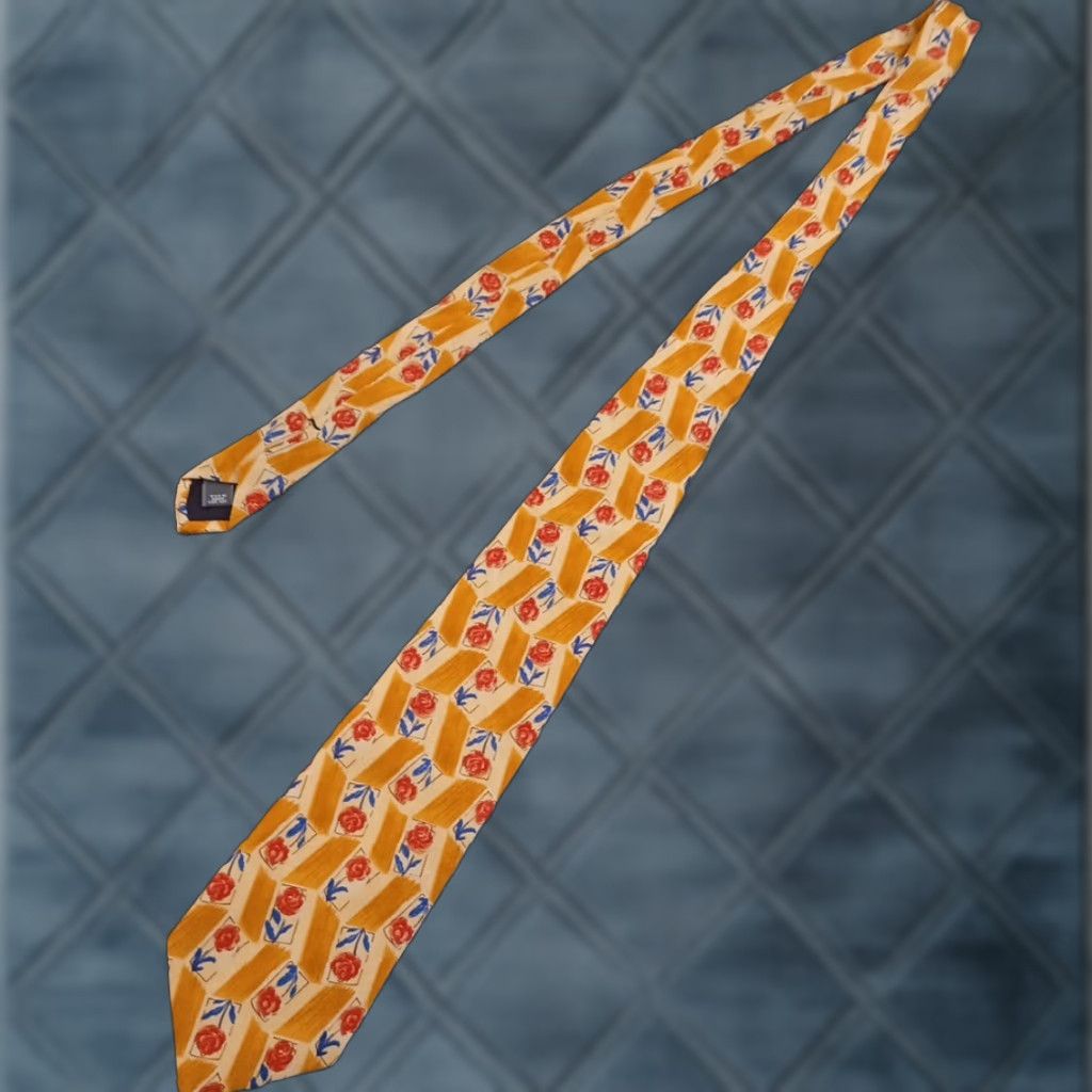 Jos. A. Bank Jos. A. Bank Necktie Silk Gold Floral USA Made 56" Tie Men Vintage No Short 56" Silk Gold Floral Pointed Classic Width Size ONE SIZE - 1 Thumbnail