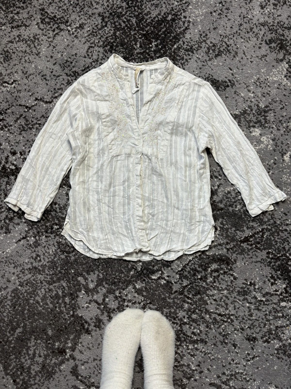 Designer × River Island × Vintage Vintage River Island antique cotton embroidered white blouse Size L / US 10 / IT 46 - 1 Thumbnail