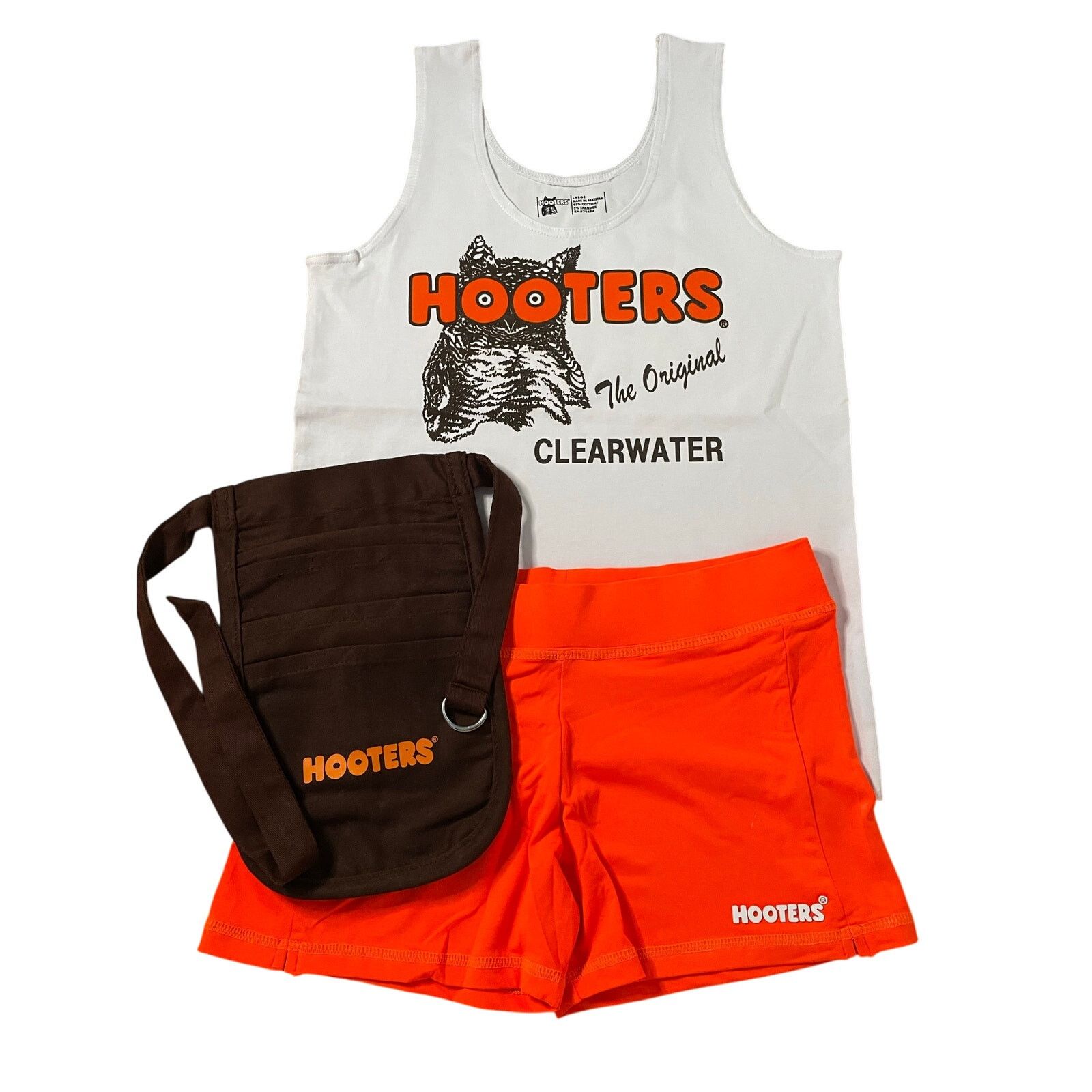 Other New Women’s Hooters Girl Uniform Tank Shorts & Pouch Large Size L / US 10 / IT 46 - 1 Thumbnail