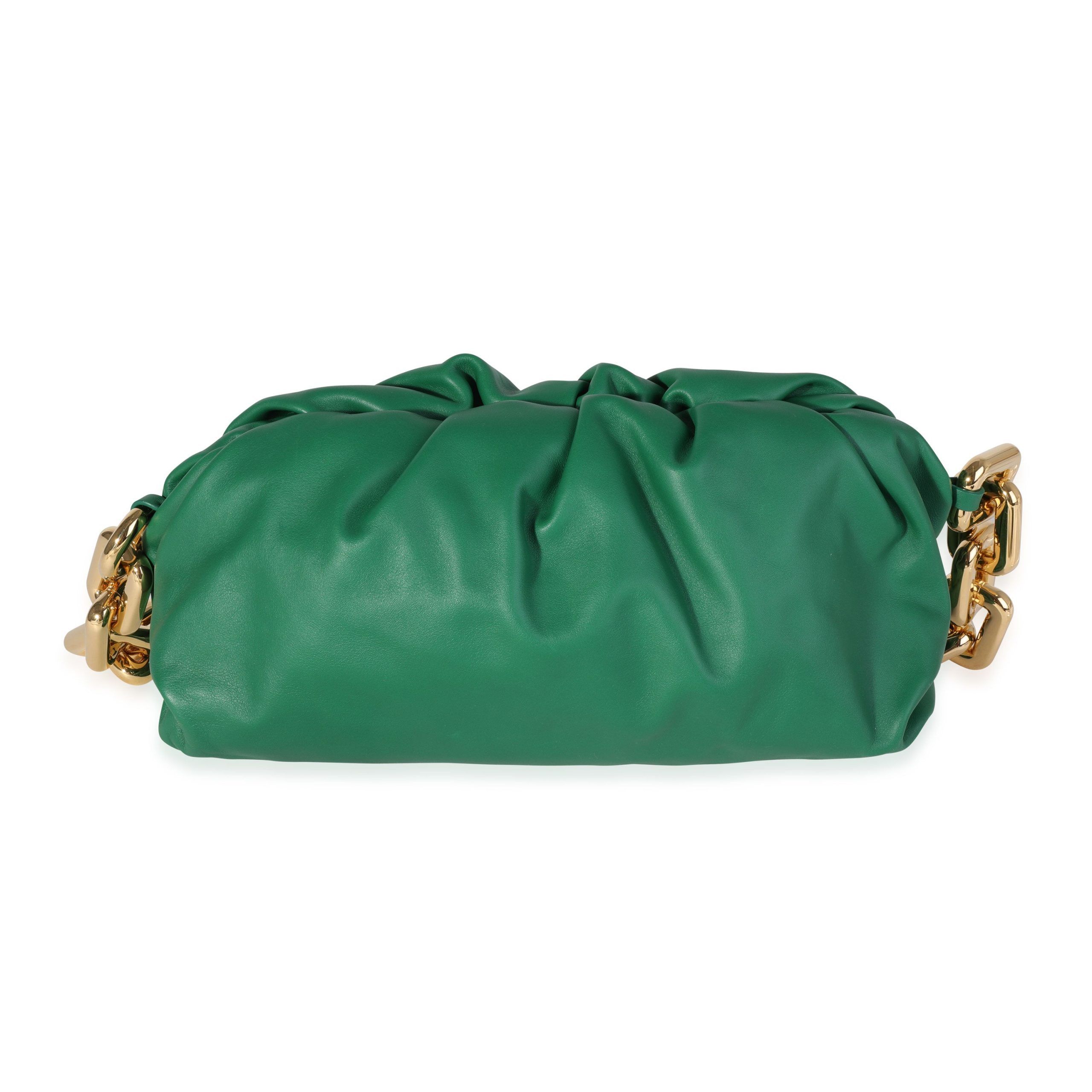 image of Bottega Veneta Racing Green Lambskin Chain Pouch, Women's