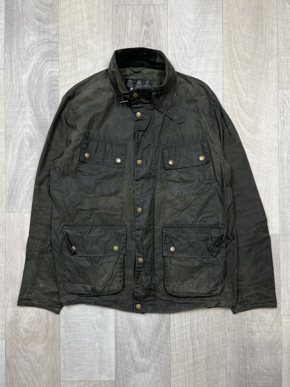 image of Barbour International Alford Wax Jacket (Y0133) in Dark Green, Men's (Size Large)