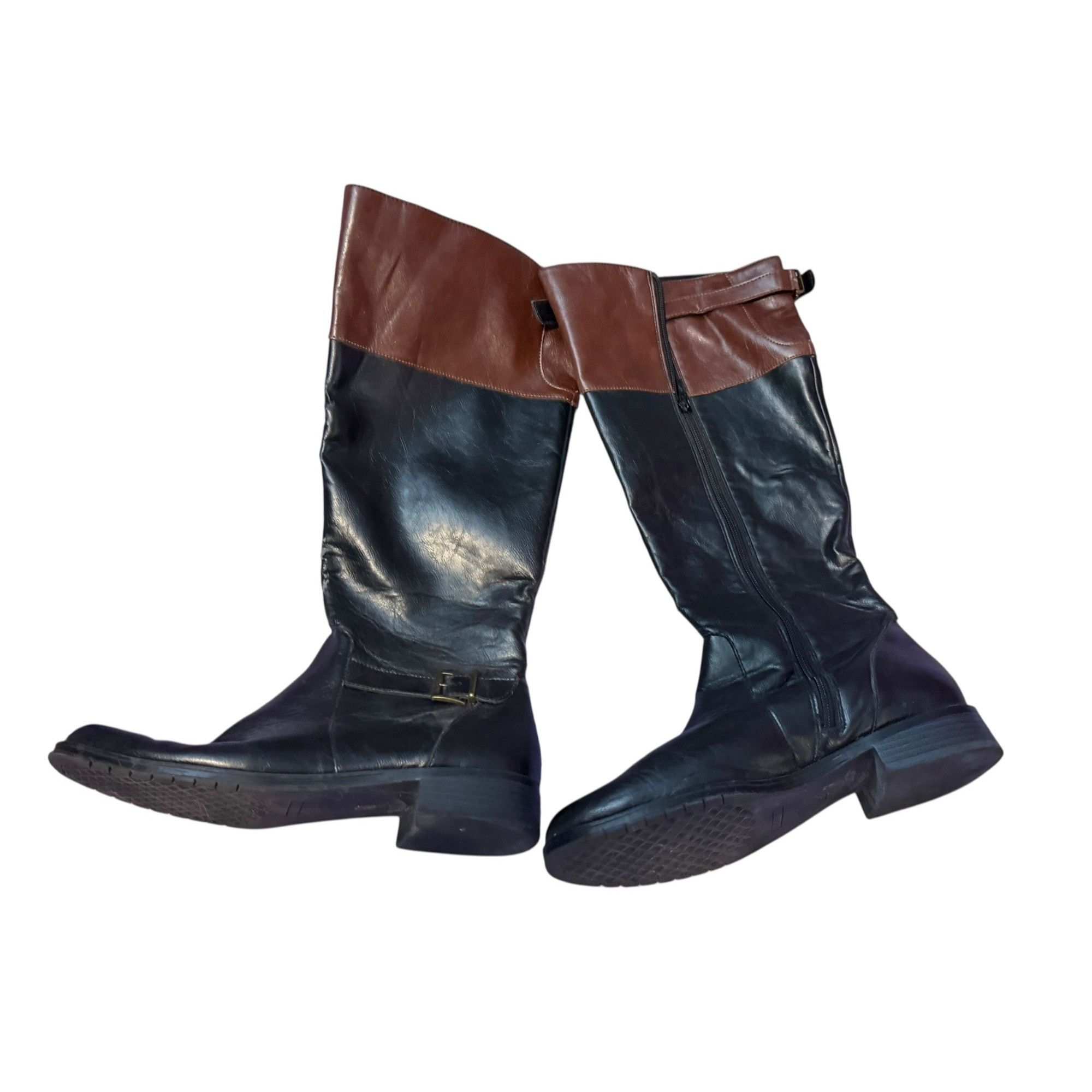Other Two‑Tone Black & Brown Tall Riding Boots – Women’s Size 9.5 Size US 9.5 / IT 39.5 - 1 Thumbnail