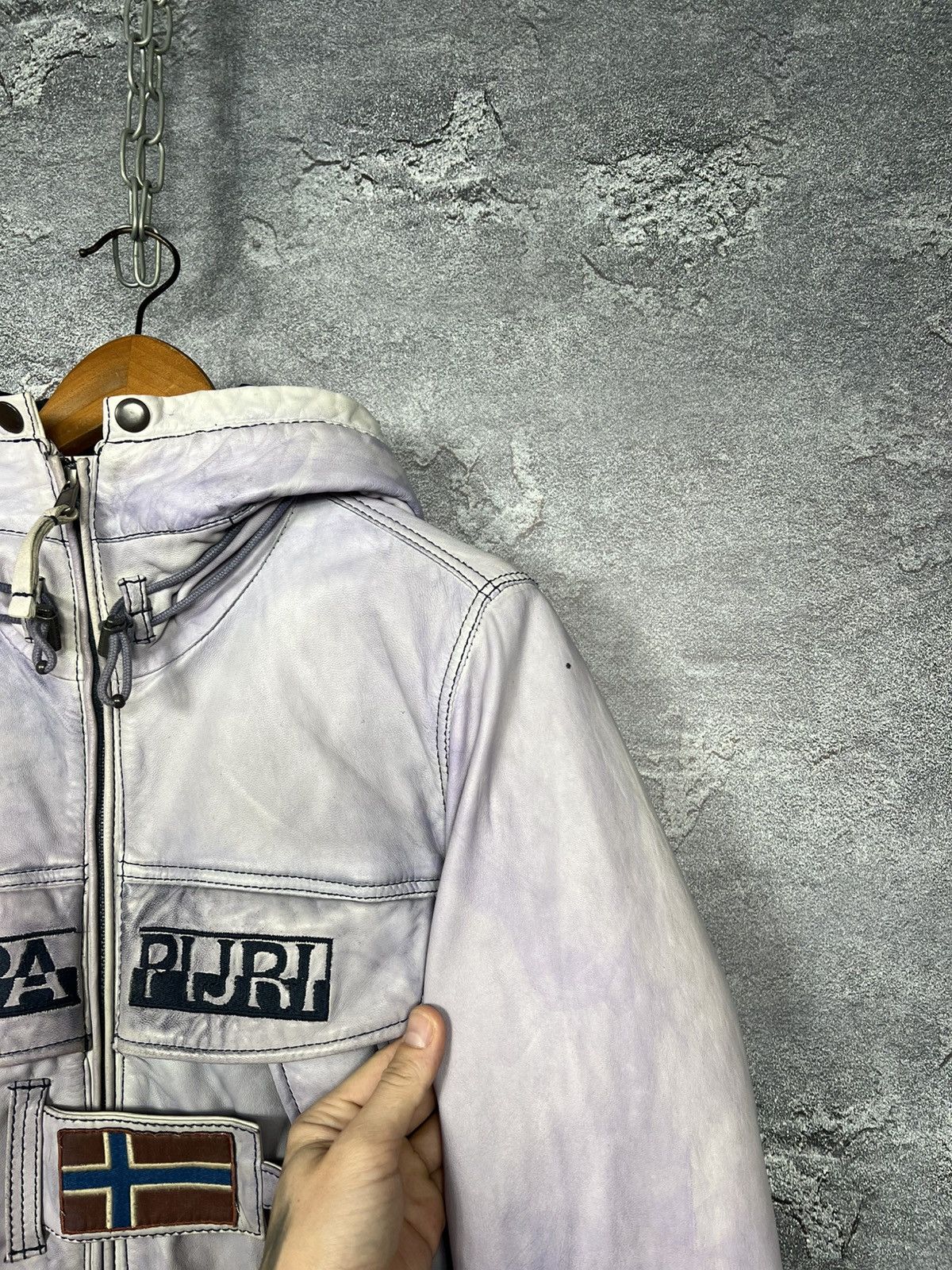 Napapijri Rare Napapijri 100% Leather Down Jacket Parka Size S Size S / US 4 / IT 40 - 16 Thumbnail