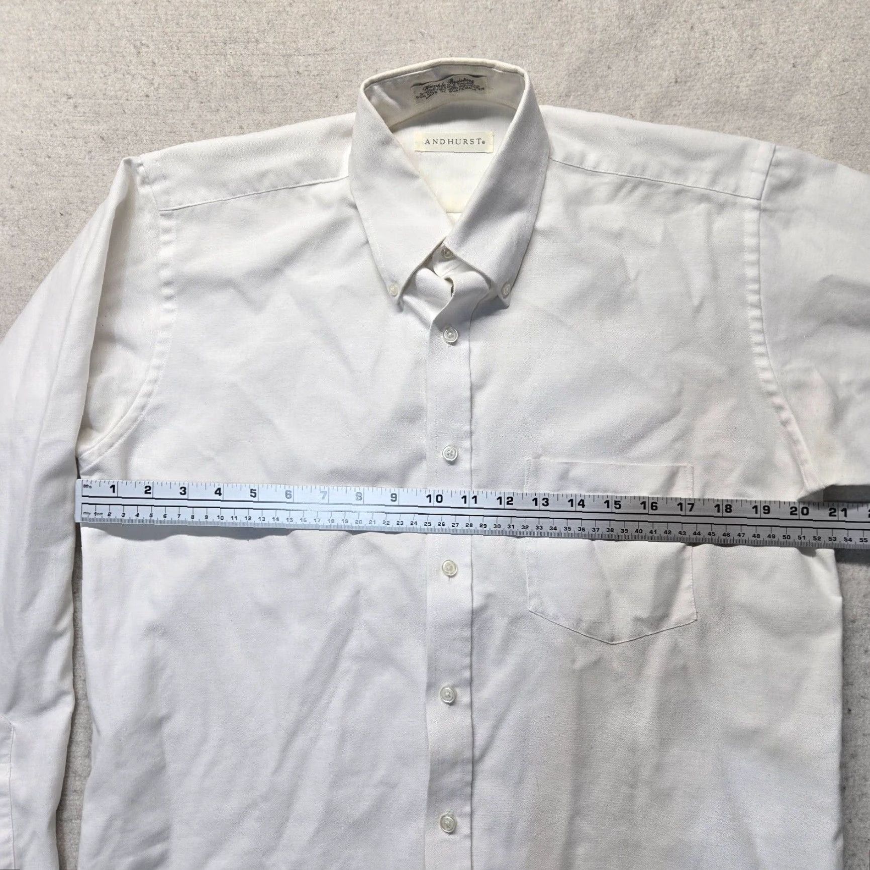 Vintage Andhurst Shirt Long Sleeve Button-Up Adult 15.5 White Cotton Regular Mens Size 40R - 5 Thumbnail