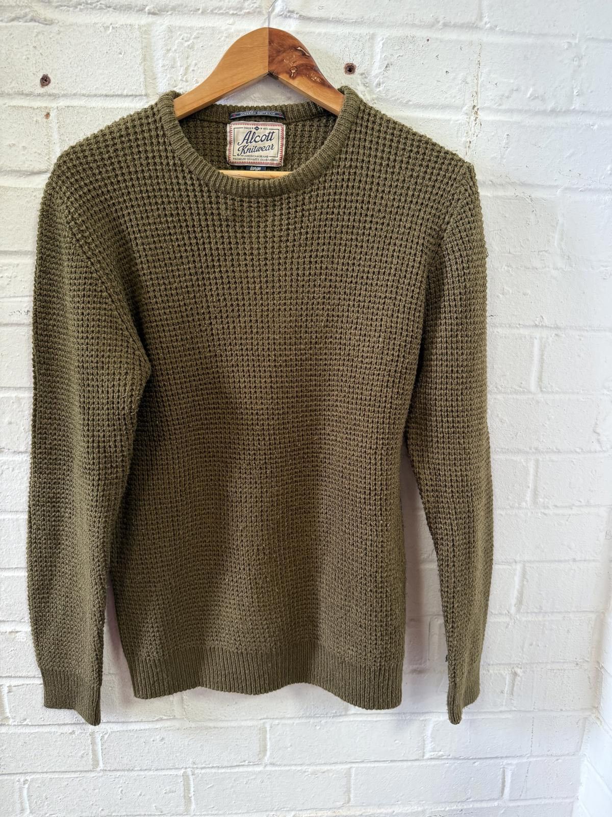 Designer 677 Alcott Waffle Knit Sweater - Olive Green Size US L / EU 52-54 / 3 - 1 Thumbnail