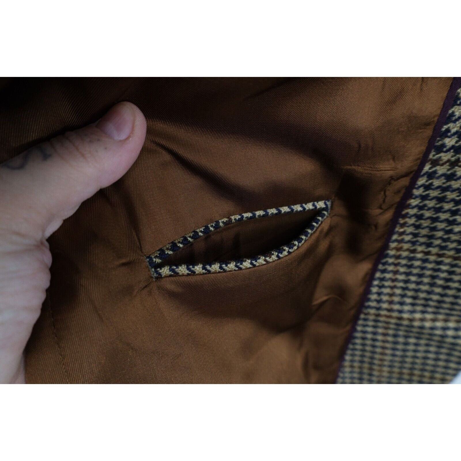 Lands' End × Vintage Vintage 90s Lands End Lambswool Houndstooth Suit Coat Size 44R - 14 Thumbnail