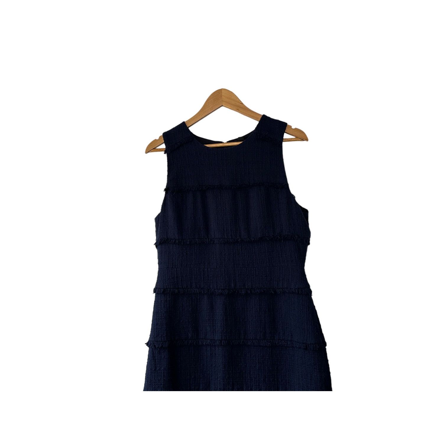 J.Crew J.CREW Navy Tweed Textured & Fringed Lined Sheath Dress 12 Size XL / US 12-14 / IT 48-50 - 2 Thumbnail