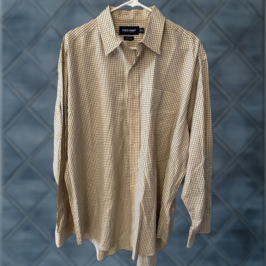 Ralph Lauren VINTAGE Polo Golf Ralph Lauren Lofting Mens Yellow BLACK Long Sleeve Button Down XL Shirt Steel? Size US XL / EU 56 / 4 - 1 Thumbnail