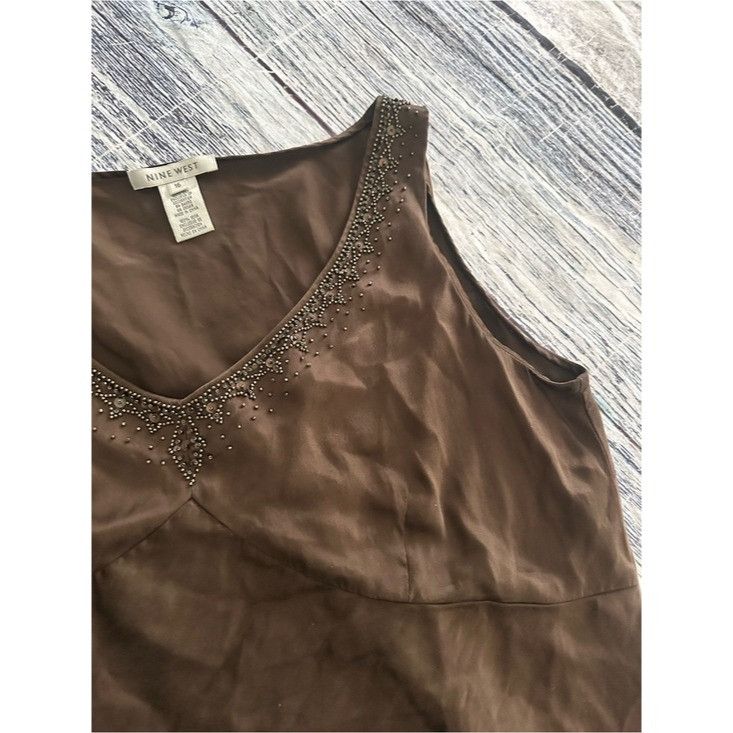 Nine West Vintage Y2K Nine West 100% Silk Beaded Sleeveless Blouse Size L / US 10 / IT 46 - 4 Thumbnail