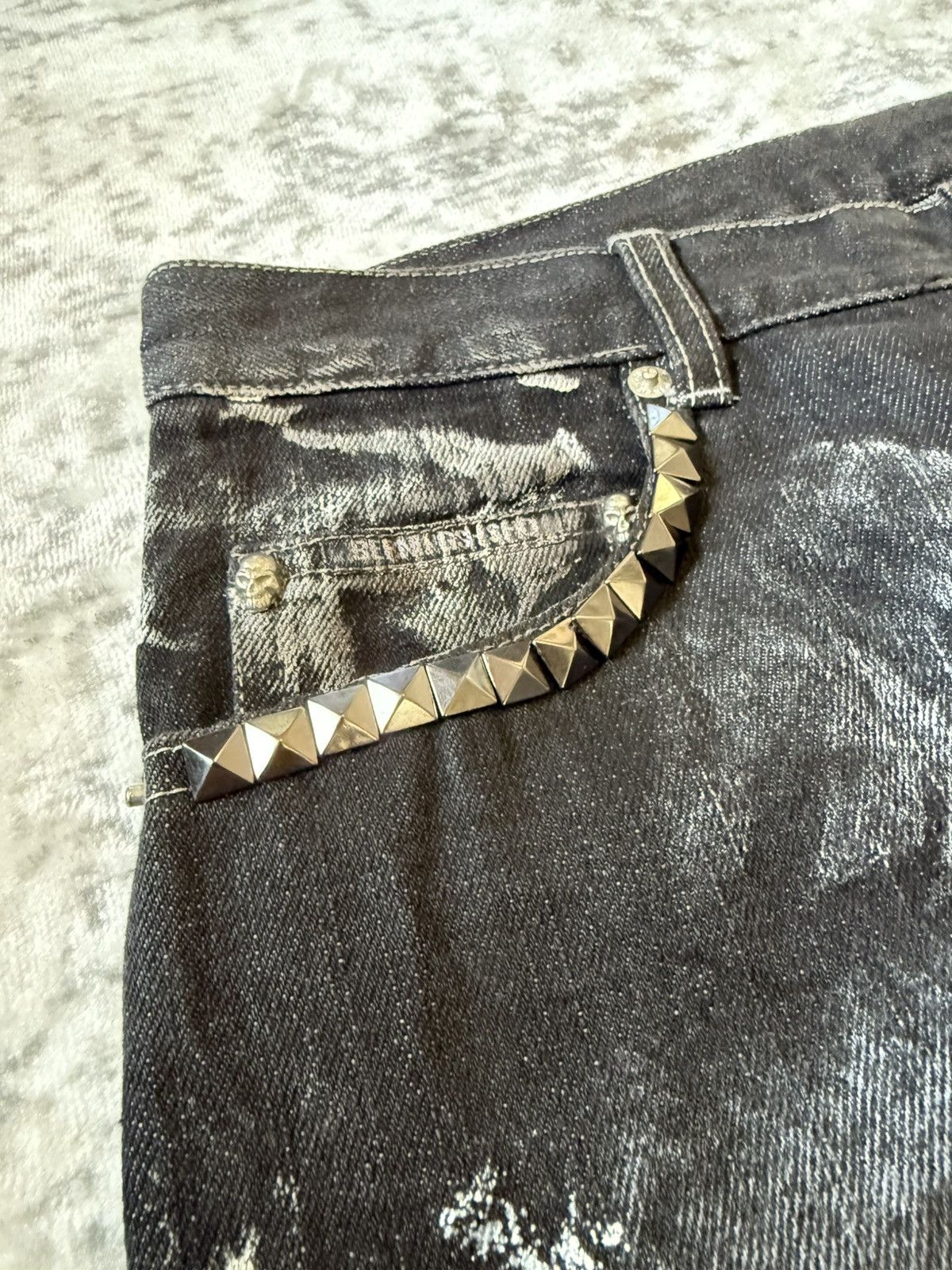 Japanese Brand Rare Bernings Sho Poems Riot Studded Flared Jeans Japan Size US 30 / EU 46 - 5 Thumbnail