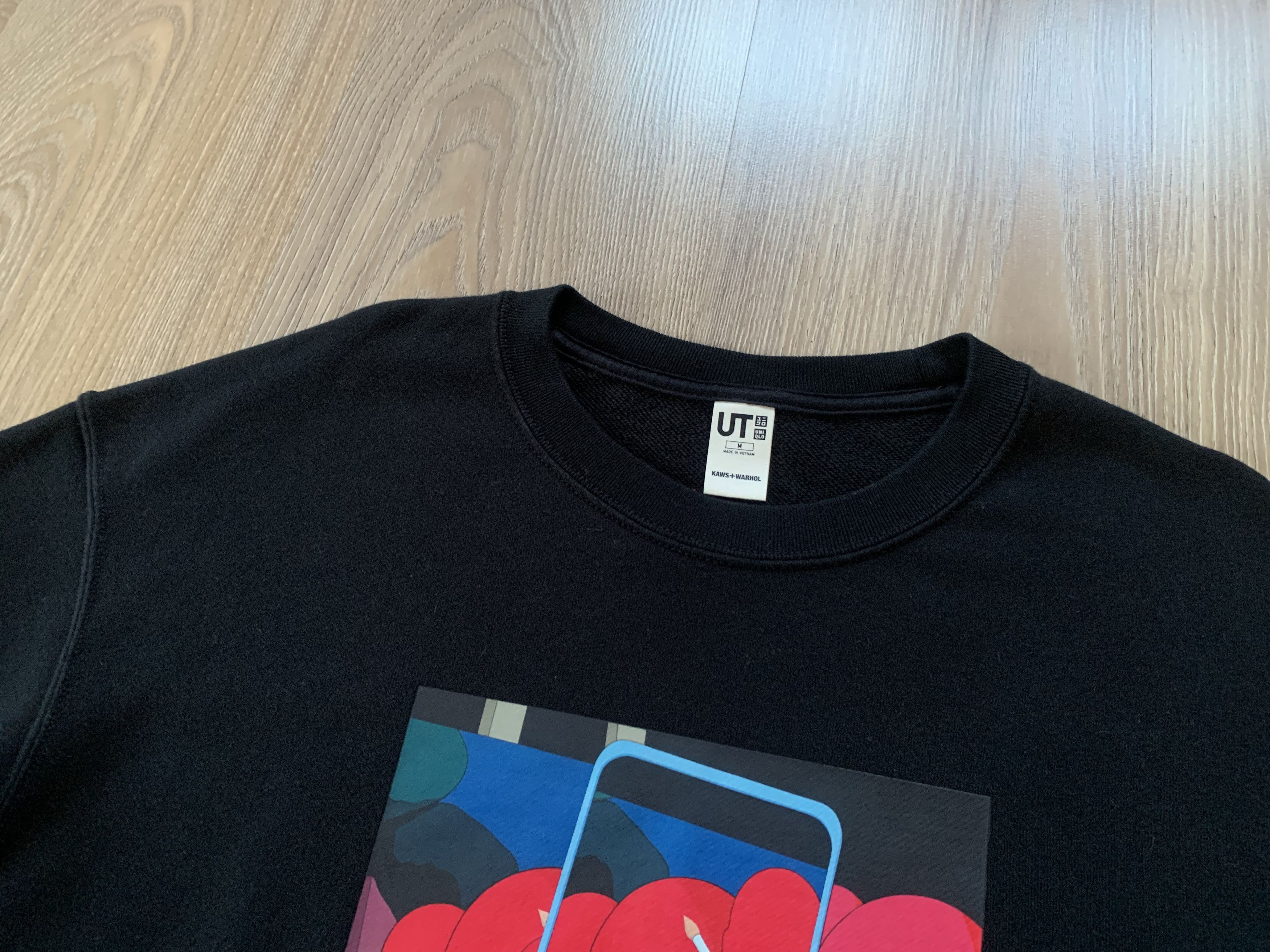 Japanese Brand Mens KAWS Uniqlo Andy Warhol Black Graphic Sweatshirt Size US M / EU 48-50 / 2 - 5 Thumbnail
