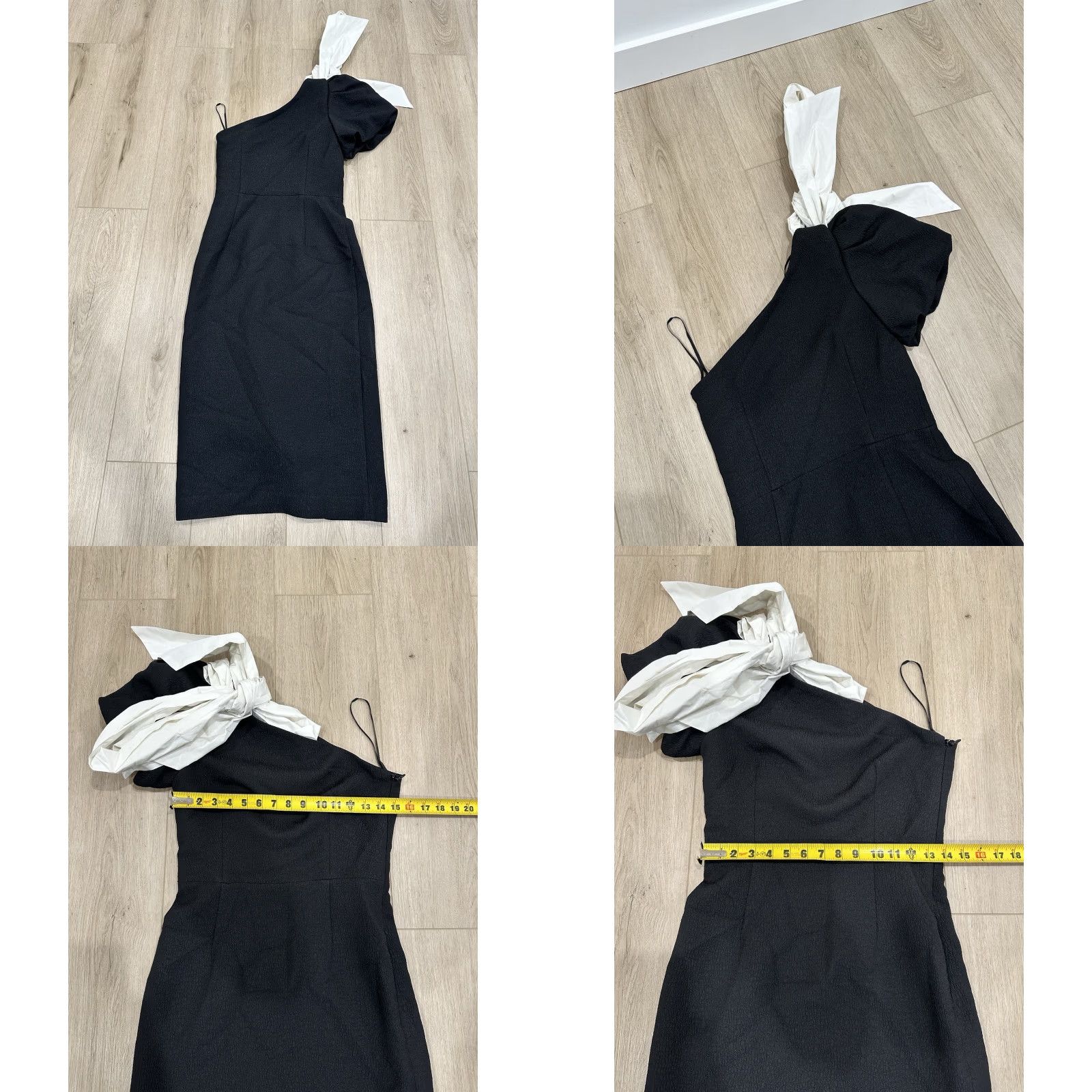 Vintage VINTAGE Rebecca Vallance Natalia One Sleeve Midi Black White Bow Size 6US Women Dress Midi Bow Black White 6US Womens Size M / US 6-8 / IT 42-44 - 8 Thumbnail