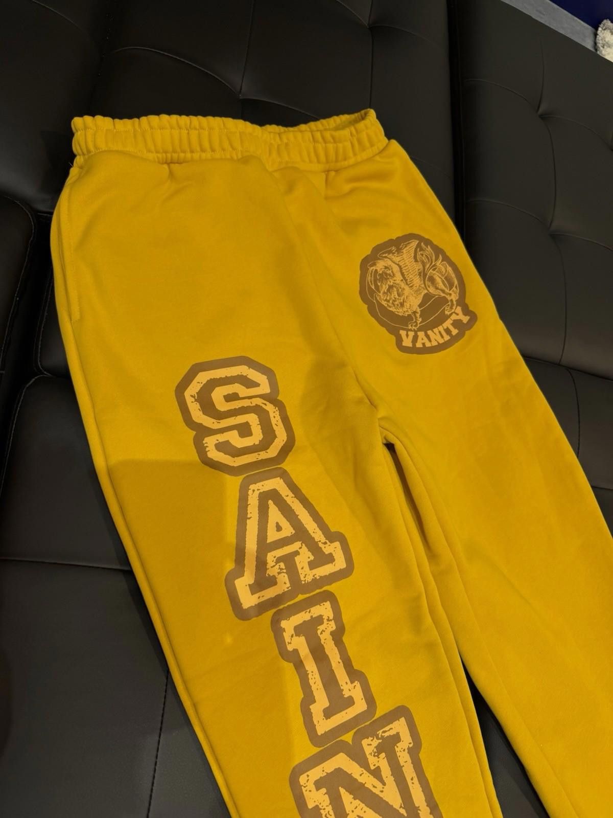 Saint Vanity Size M - Saint Vanity Varsity Sweatpants Yellow NEW 2025 Size US 32 / EU 48 - 6 Thumbnail