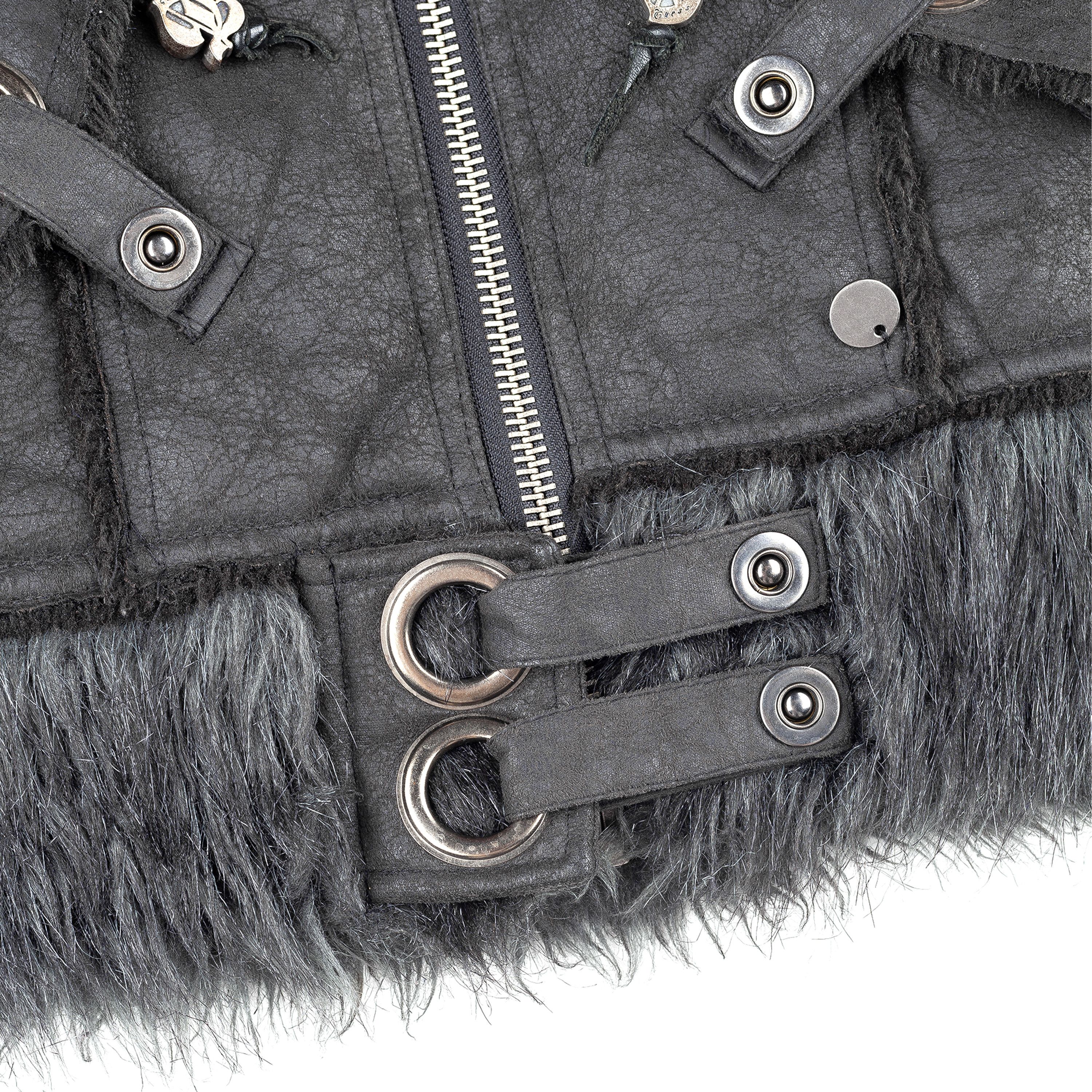 Guess × Vintage Guess Vintage Black Leather Fur Coat (S) Size S / US 4 / IT 40 - 5 Thumbnail