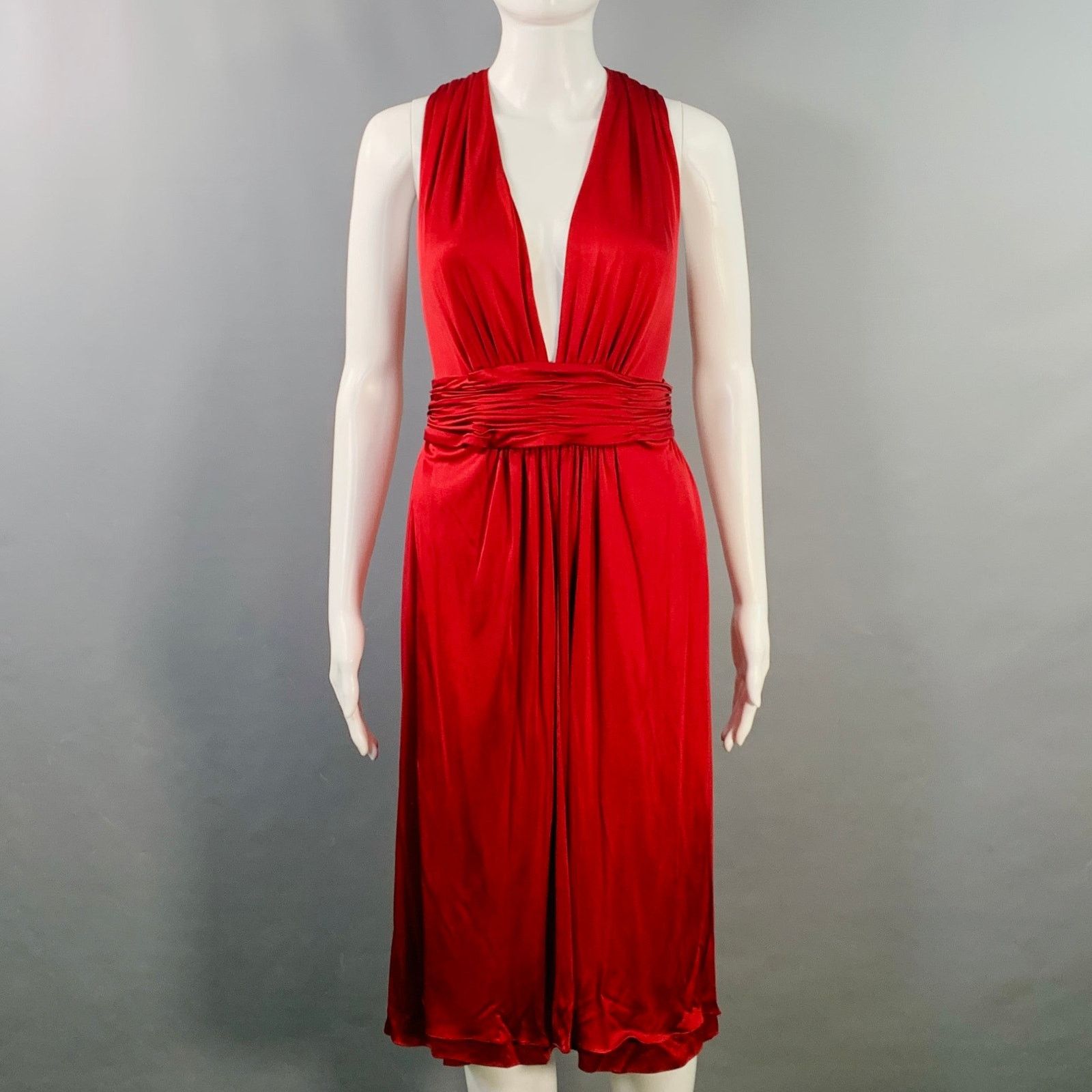 Azzaro AZZARO PARIS Woven Red Knee Length Cocktail Dress Size S / US 4 / IT 40 - 1 Thumbnail