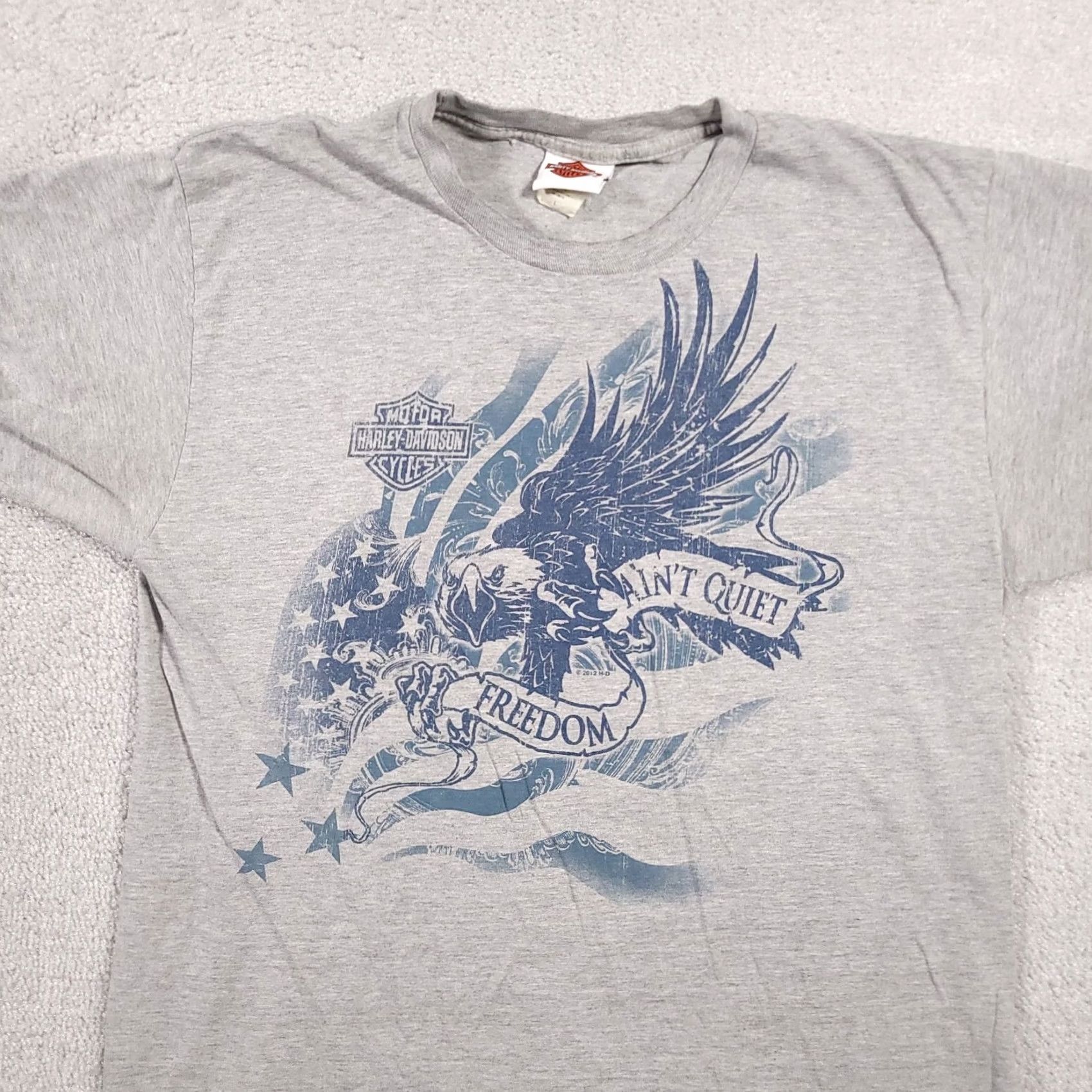Harley Davidson Harley-Davidson Shirt Mens Large Red Gray Short Sleeve Motorcycle Freedom Eagle Size US L / EU 52-54 / 3 - 3 Thumbnail