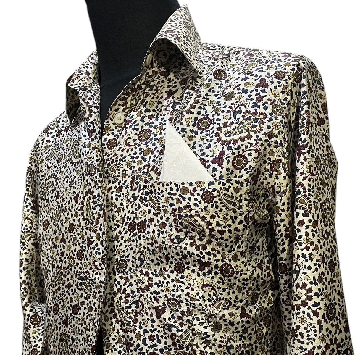 Celine × Designer Celine Paisley Bottom Up Silk Shirt Size XS / US 0-2 / IT 36-38 - 4 Thumbnail