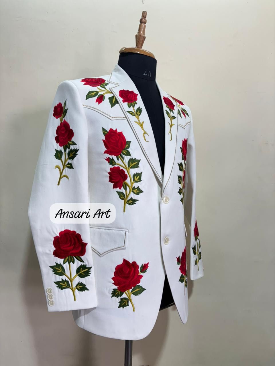 Other Men 2PC Customized floral embroidery cocktail western outfit Size 44S - 3 Thumbnail