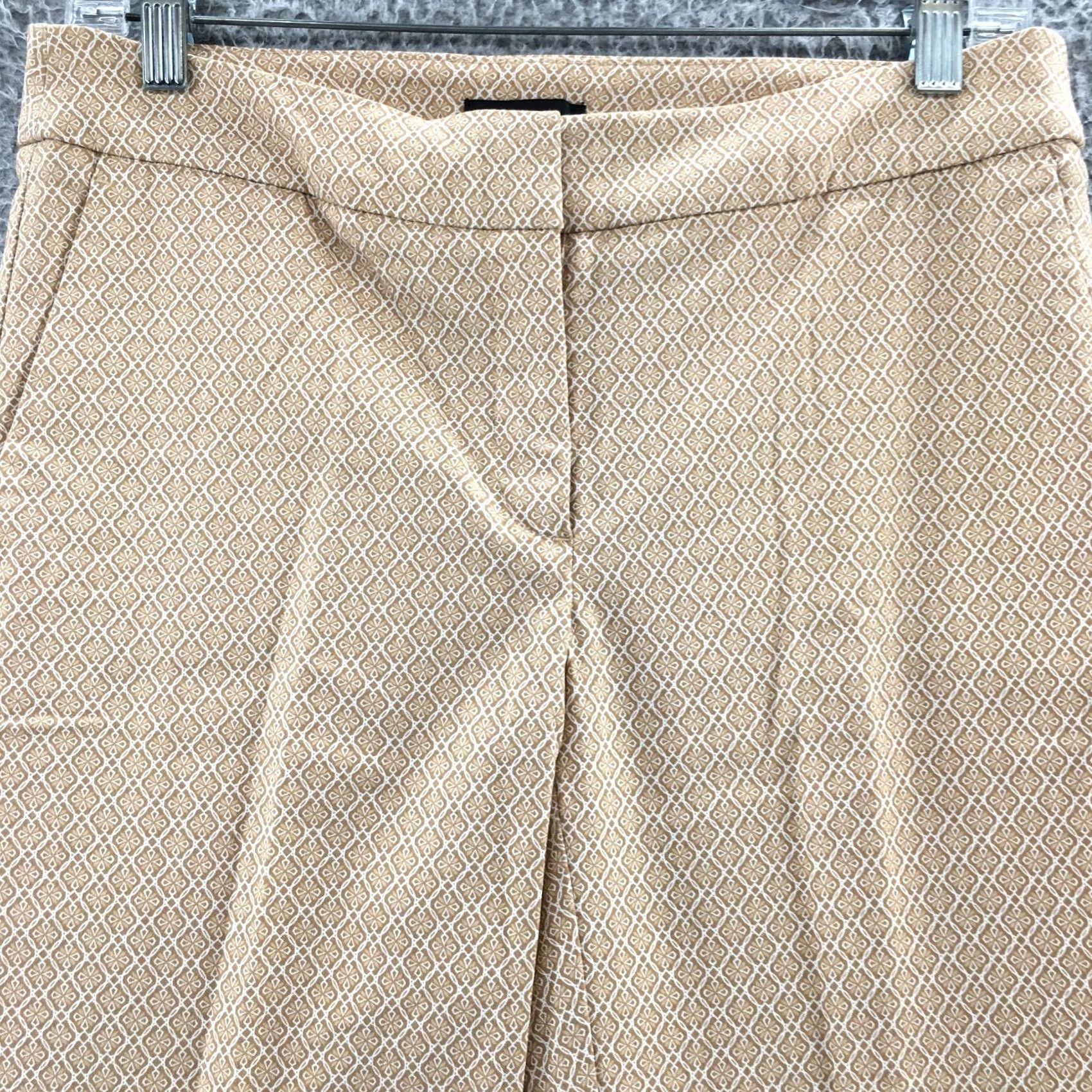 Vintage Adrienne Vittadini Ankle Pants Womens 6 Beige Floral Print Casual Slim Skinny Front Flat Front Pockets Regular Size 6 Womens Size 28" / US 6 / IT 42 - 2 Thumbnail