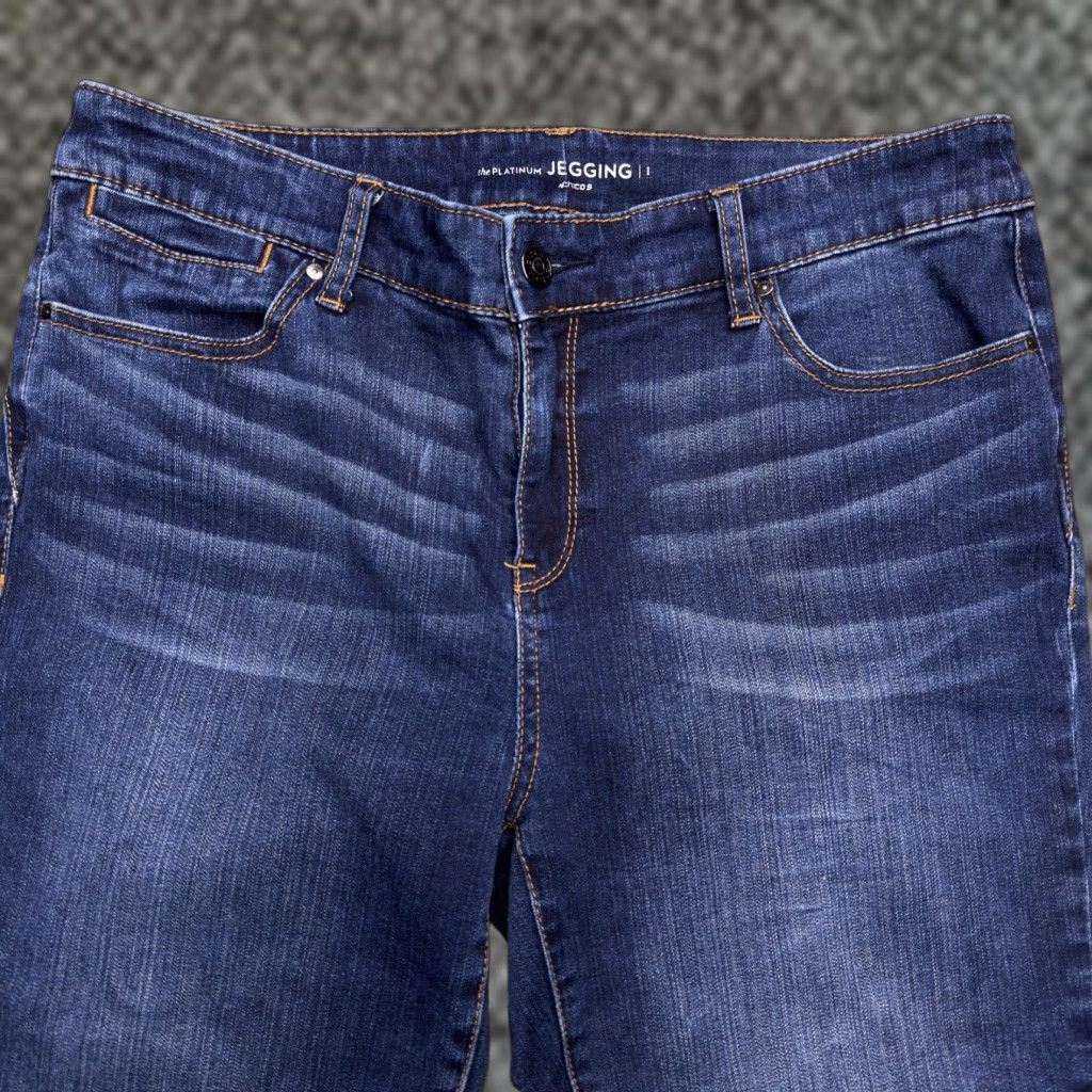 Vintage Chicos Womens Jegging Chicos Platinum Jegging Mid Rise Stretch Jeans 1 Blue Denim Fashion City Logo 28in Inseam Wool? Size 25" / US 0 / IT 36 - 1 Thumbnail