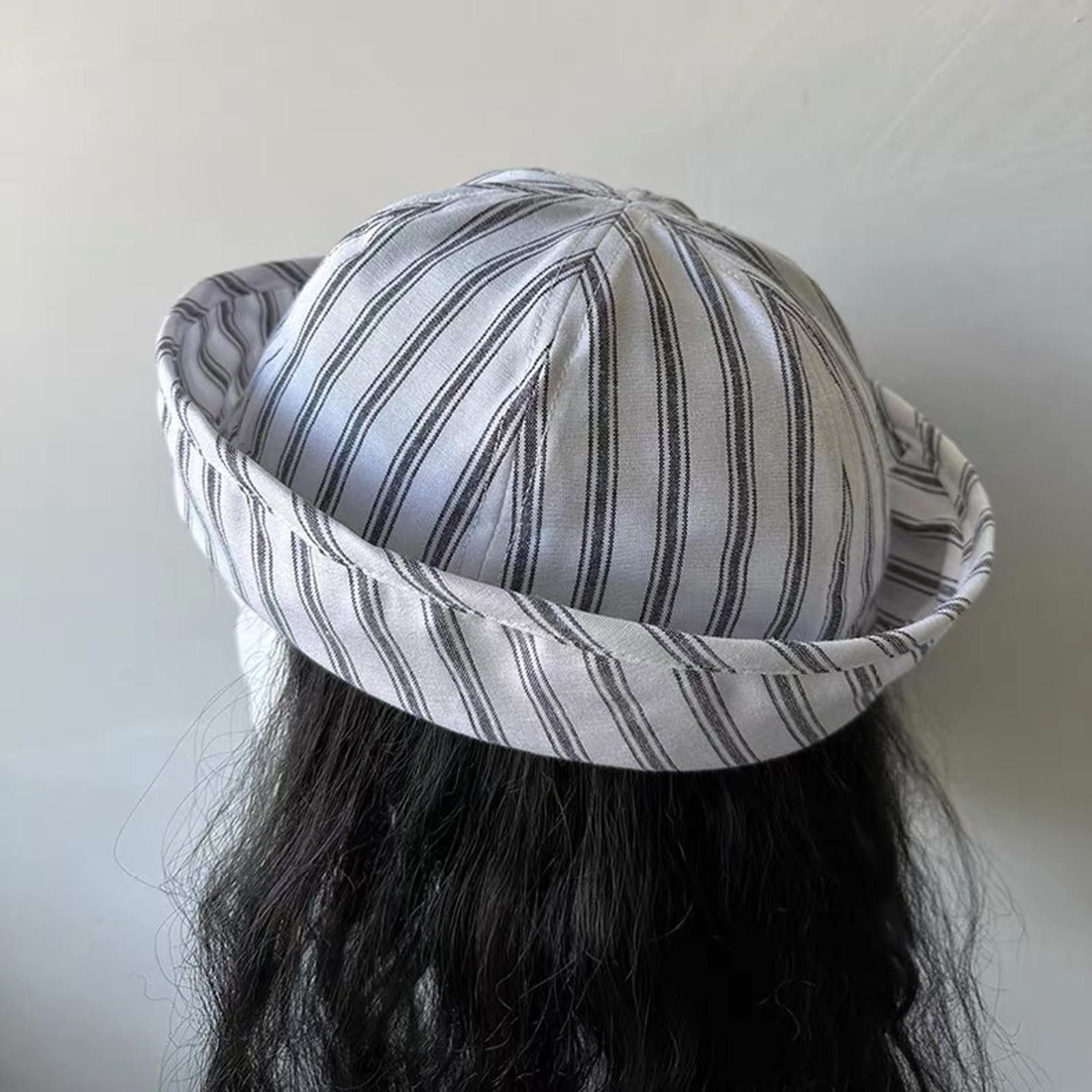 Japanese Brand Retro Grey White Beret Sailor Hat Y2K French Girl Aesthetic Size ONE SIZE - 5 Thumbnail