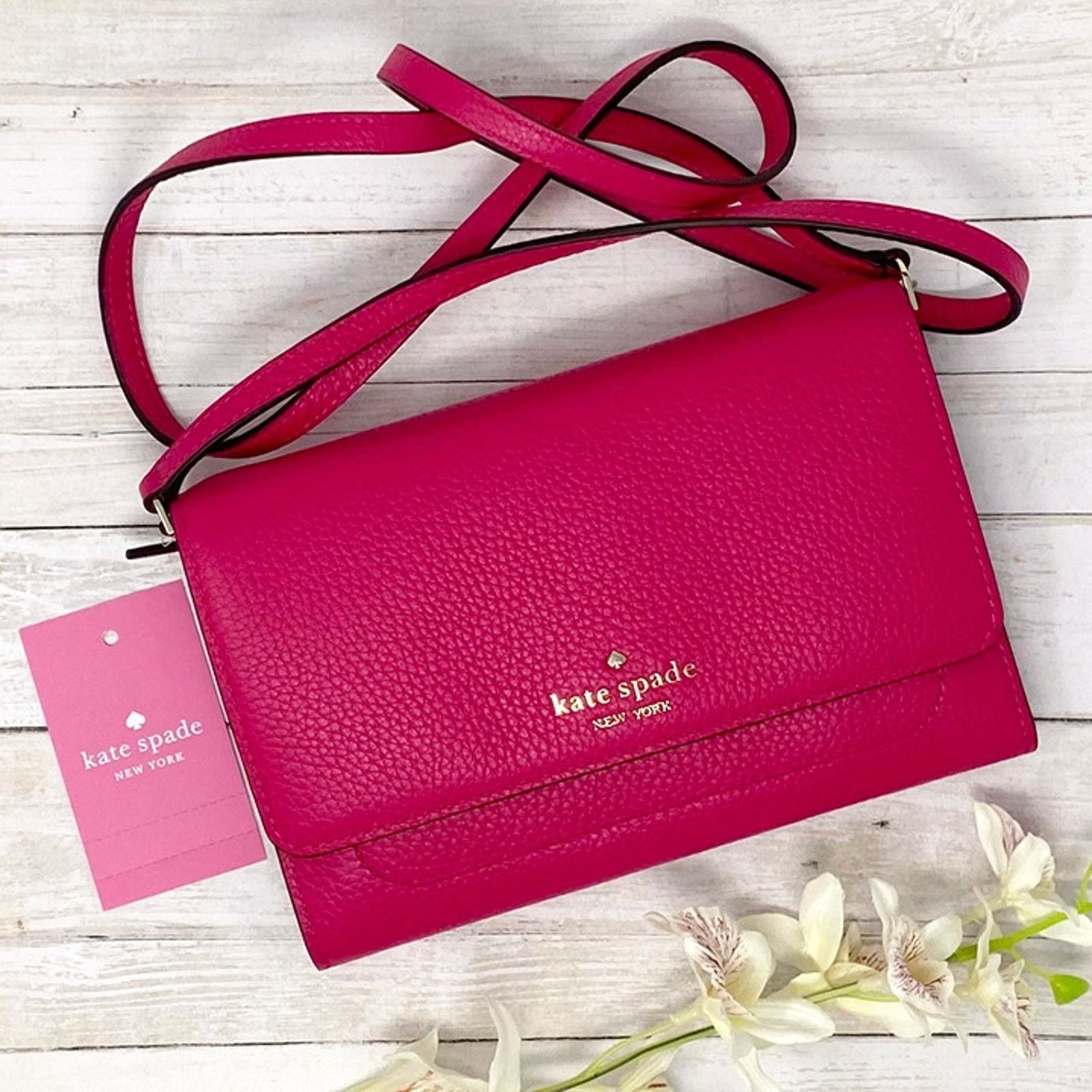 Kate Spade Kate Spade Harlow Wallet On A String in Pink Ruby wlr00081 Size ONE SIZE - 1 Thumbnail
