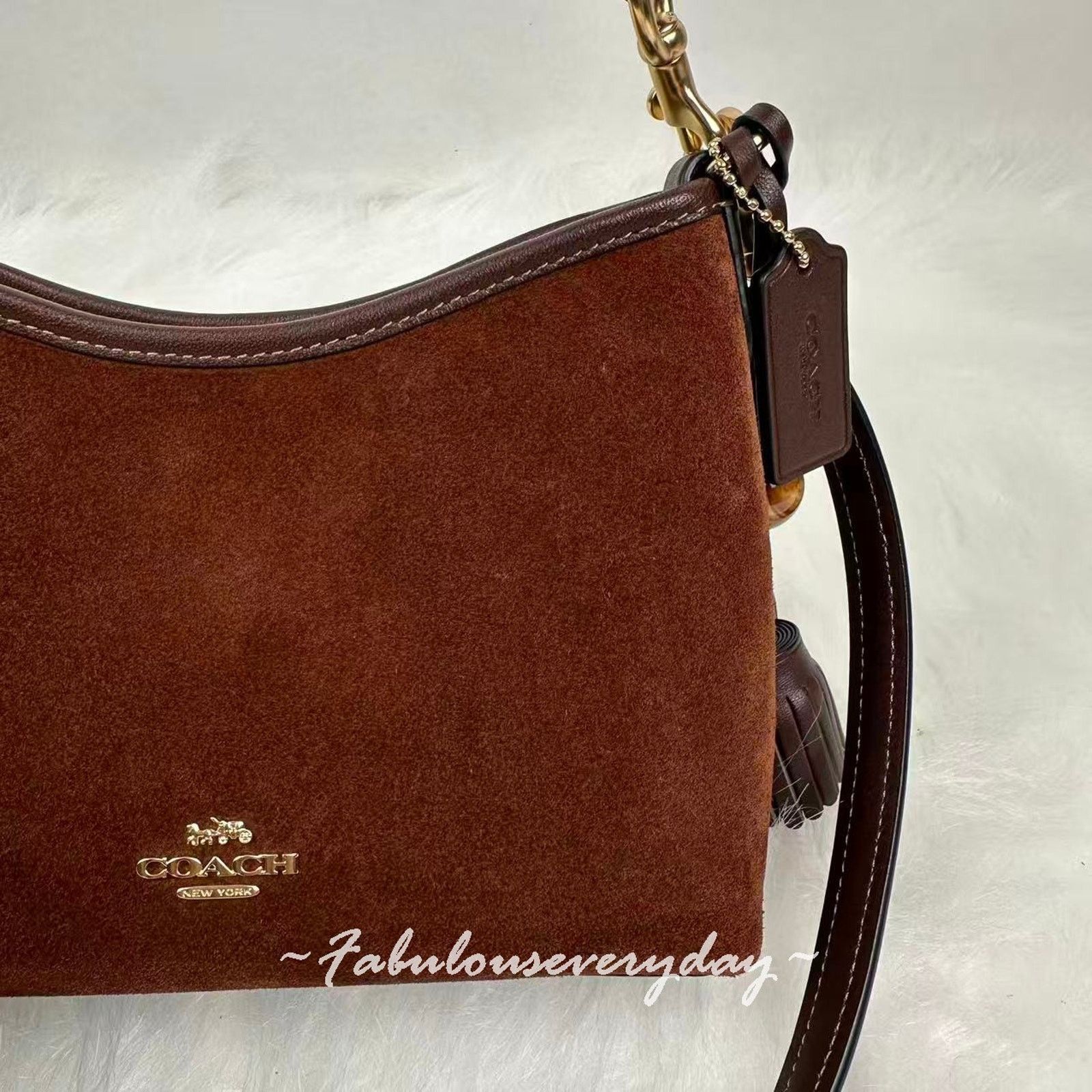Coach Coach Laurel Small Shoulder Tassels Suede/Brown/Maple CCF14 Size ONE SIZE - 10 Thumbnail