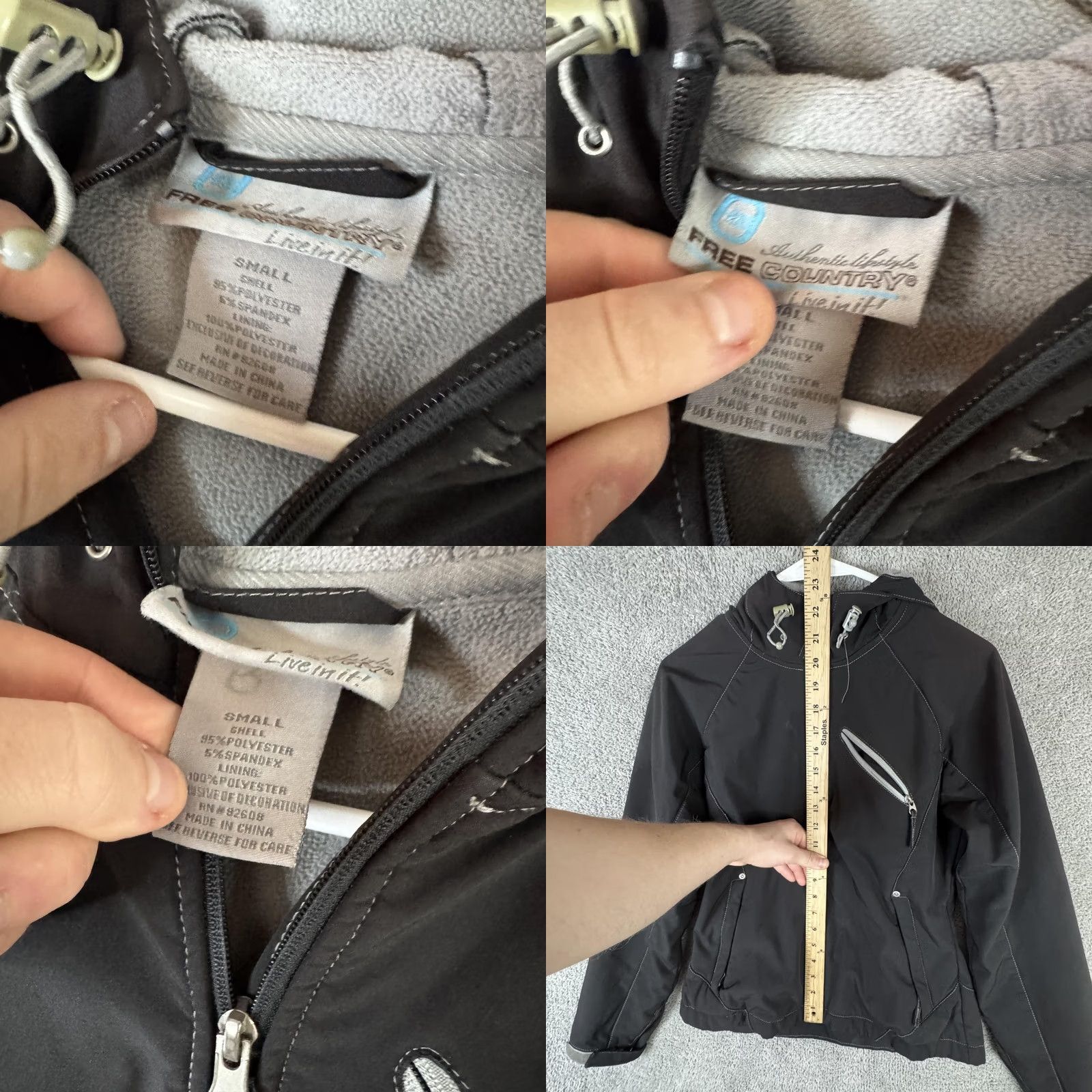 Free Country Free Country Womens Jacket Hooded Full Zip Softshell Lined Black Small Windbreaker Casual Everyday Size S / US 4 / IT 40 - 8 Thumbnail