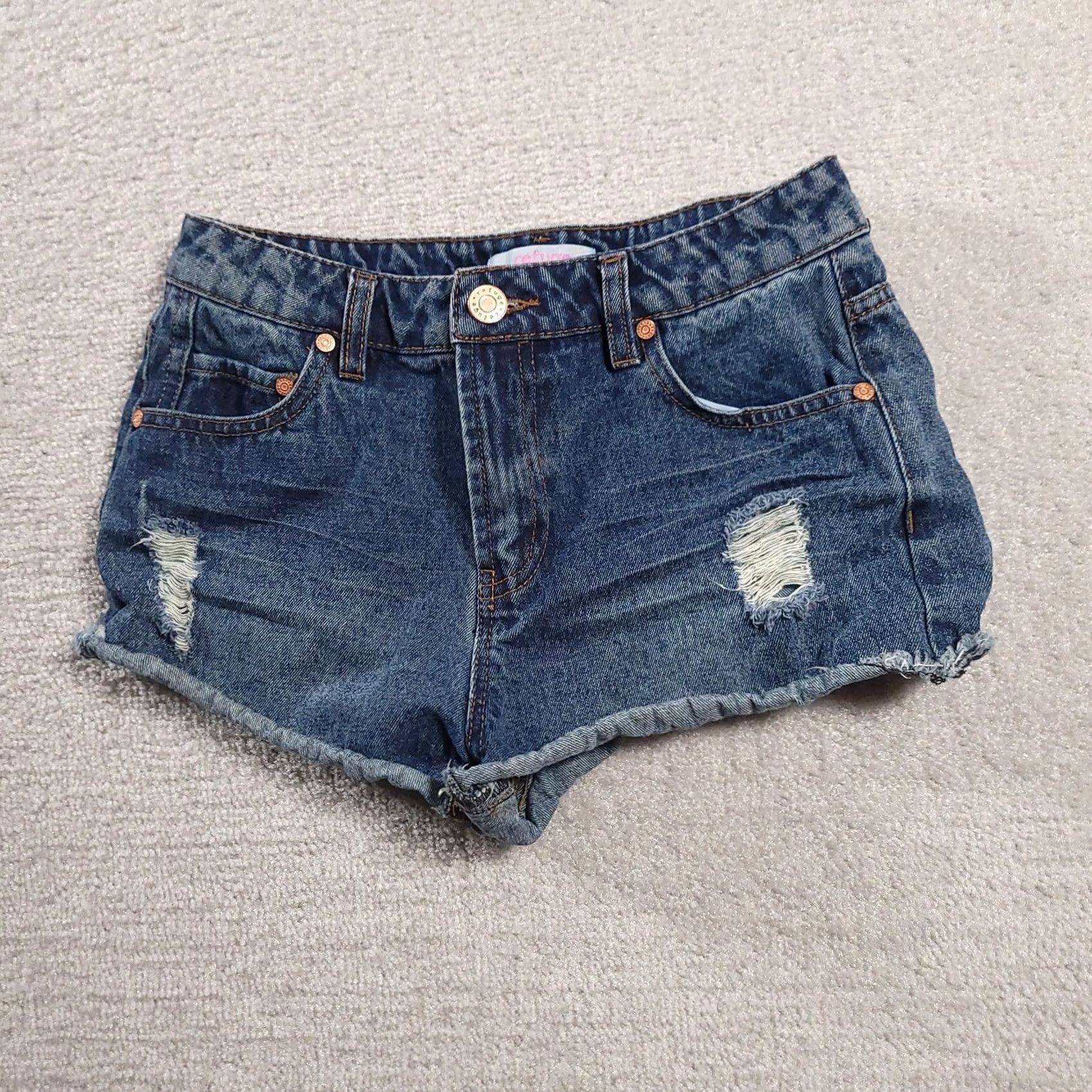 Denime Refuge Shorts Womens Size 2 Blue Denim Cut Off Distressed Hot Pants Shirt? Size 26" / US 2 / IT 38 - 2 Thumbnail